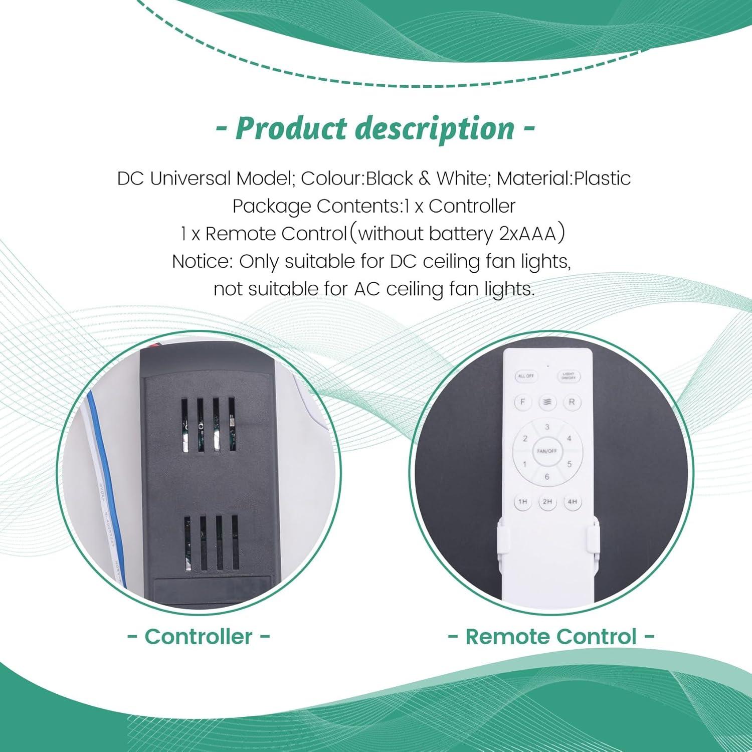 Kit Control Remoto Universal para Ventilador de Techo DC 6 Velocidades