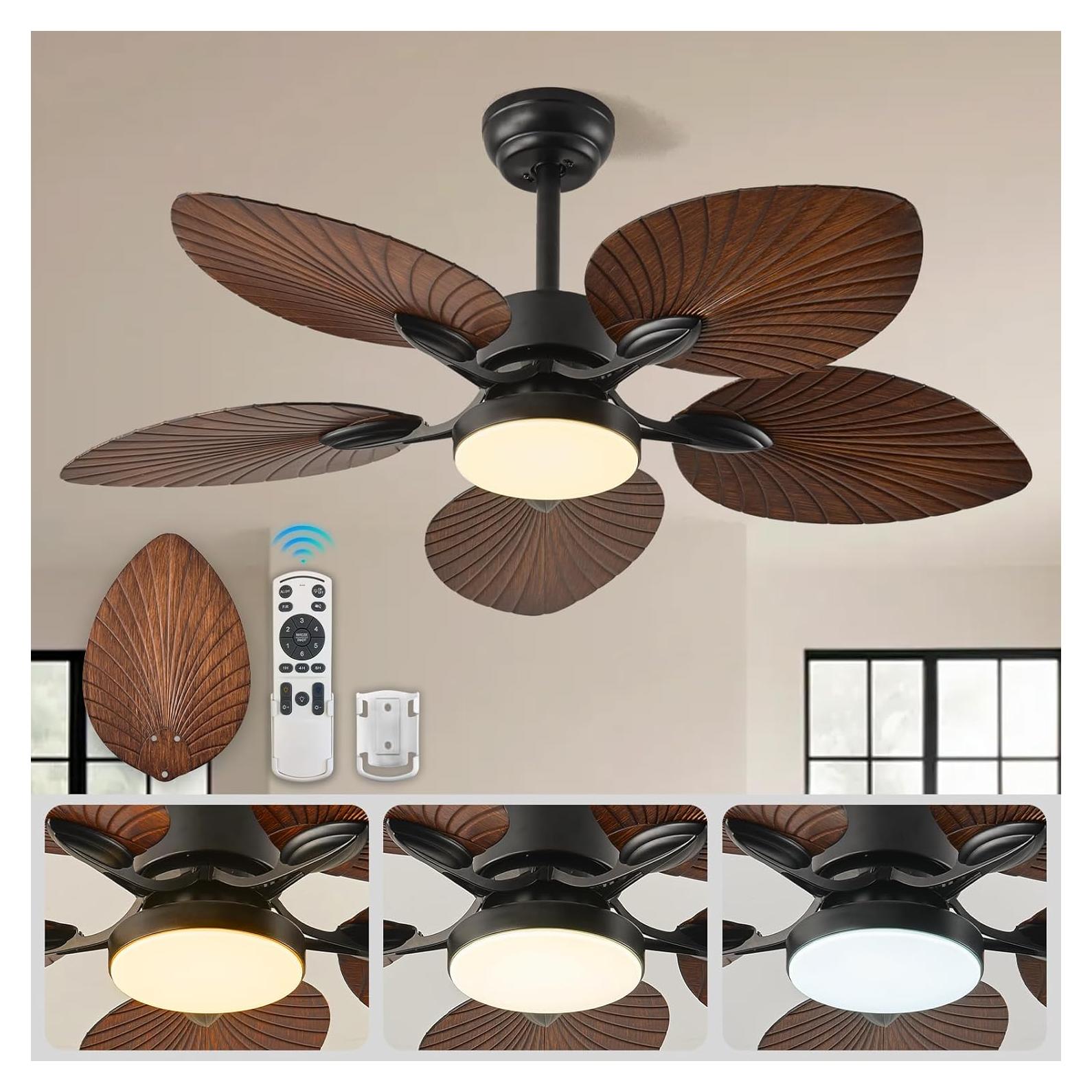 Ventilador de Techo Tropical Liokoc 42" con Luz LED y Control Remoto