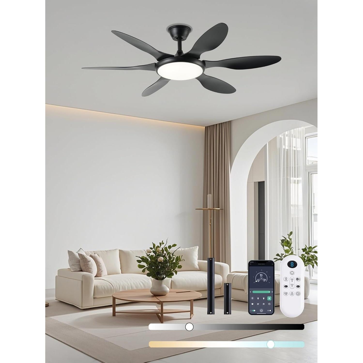 Ventilador de Techo FUMLTP 51 cm con Luz LED y Control Remoto