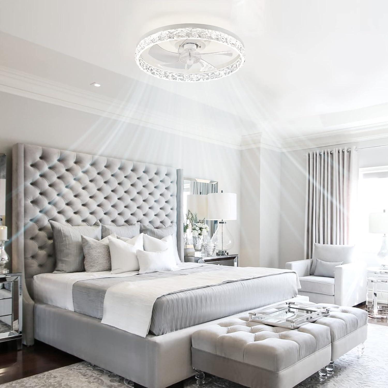 Ventilador de Techo LEDIARY 50 cm Blanco con Control Remoto y Luz