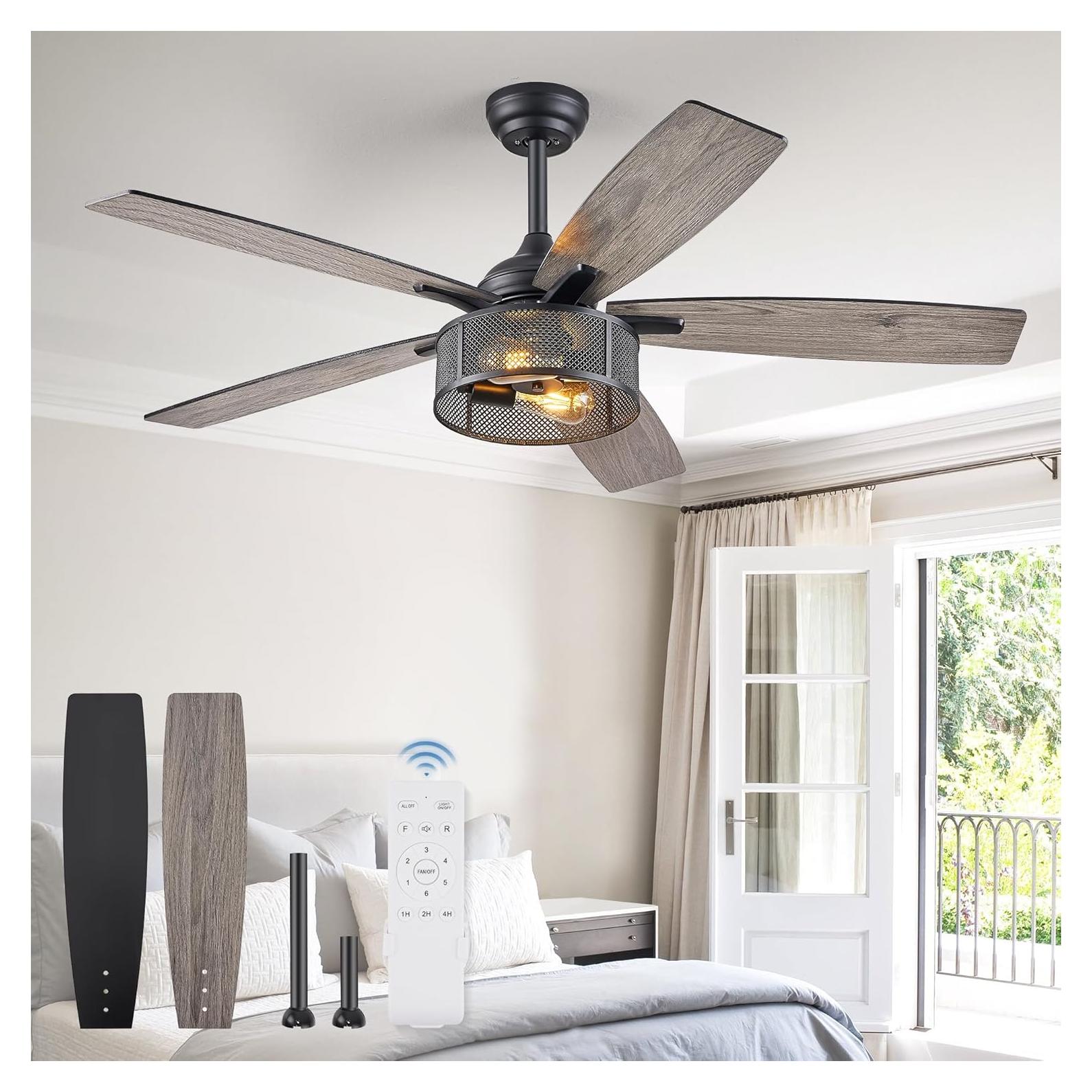 Ventilador de Techo Fanbulous 52" Negro con Luces y Control Remoto