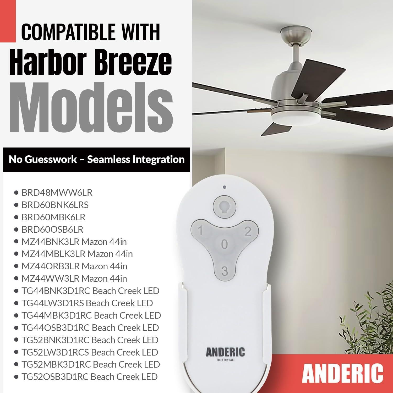 Control Remoto Anderic RRTR214D para Ventilador de Techo