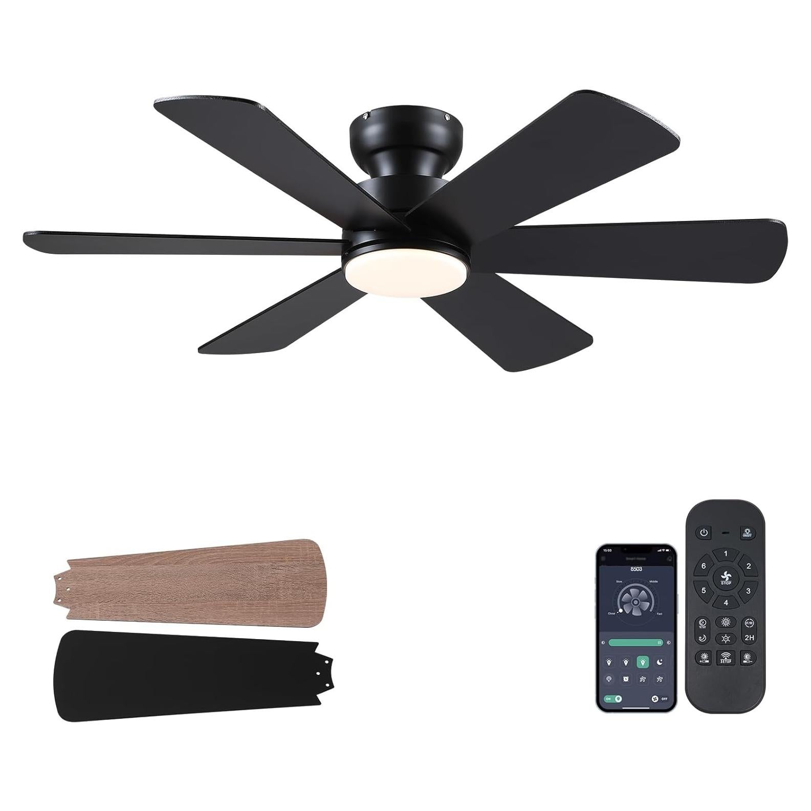 Ventilador de Techo BayDay 116.84 cm Negro con Luz y Control Remoto