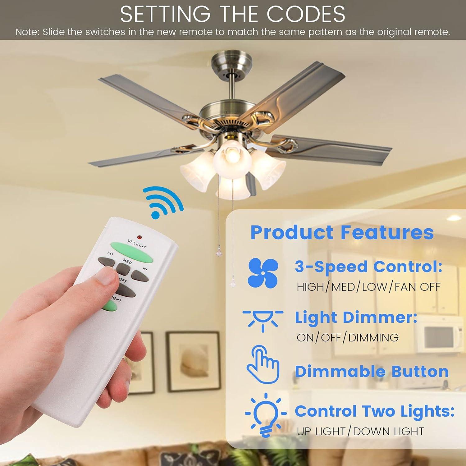 Control Remoto para Ventilador de Techo Eogifee UC7078T 3 Velocidades