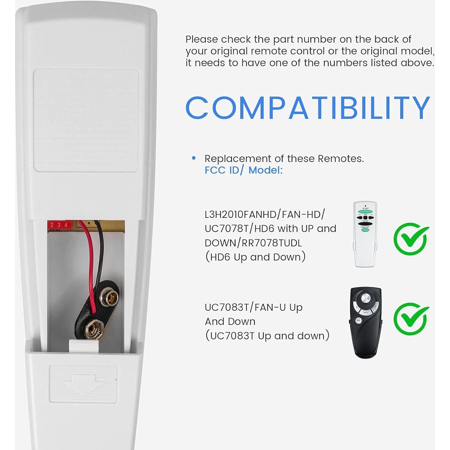 Control Remoto para Ventilador de Techo Eogifee UC7078T 3 Velocidades
