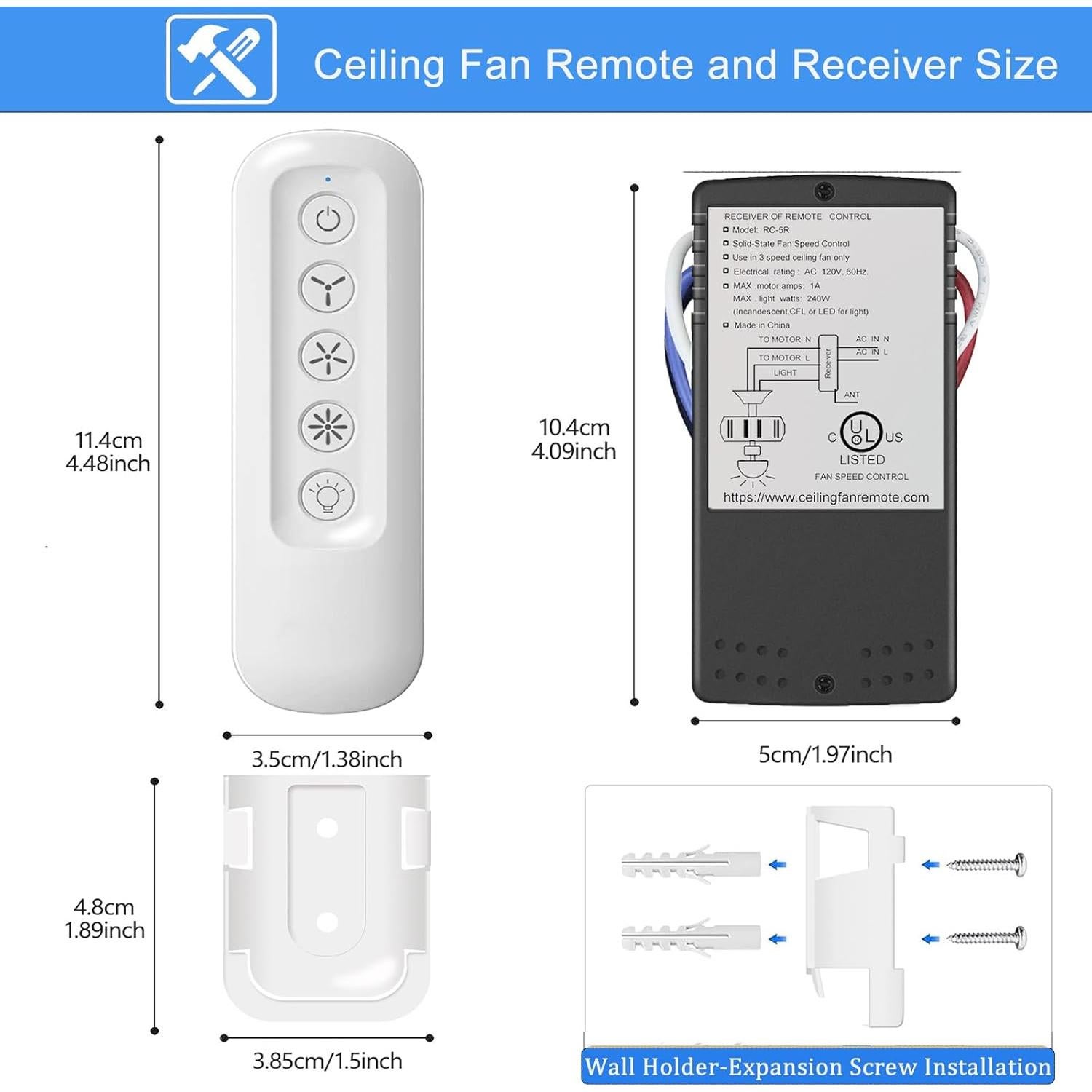 Kit Control Remoto Universal Ventilador Techo Hunter 99770 99392