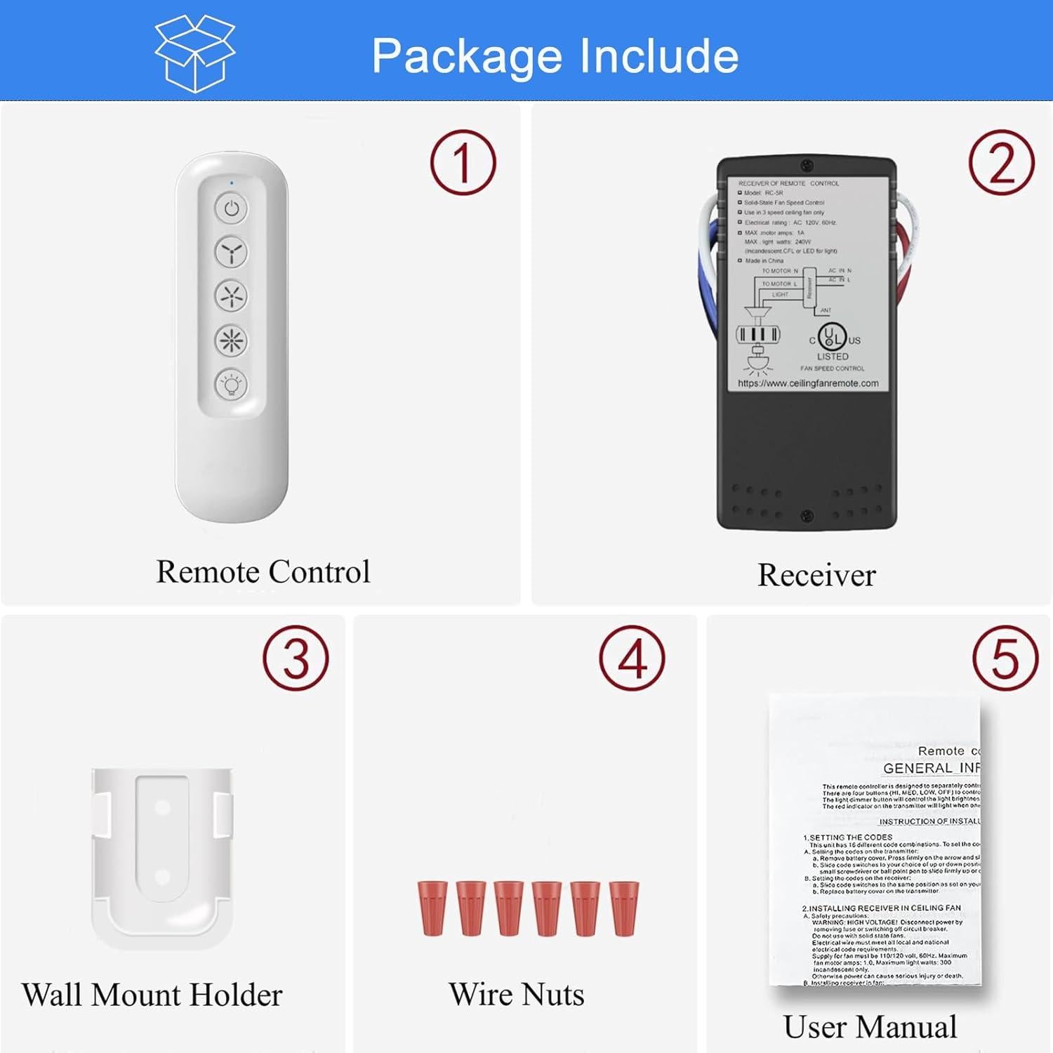 Kit Control Remoto Universal Ventilador Techo Hunter 99770 99392