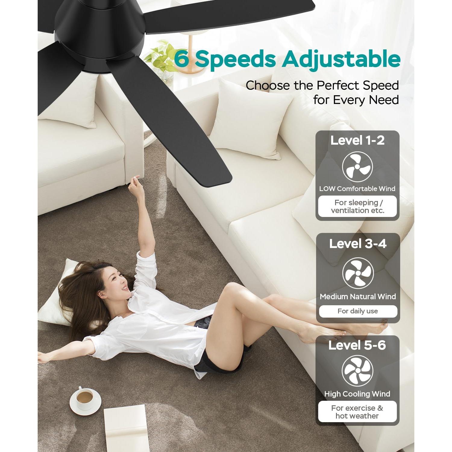 Ventilador de Techo AQUBT 106.68 cm con Luz y Control Remoto