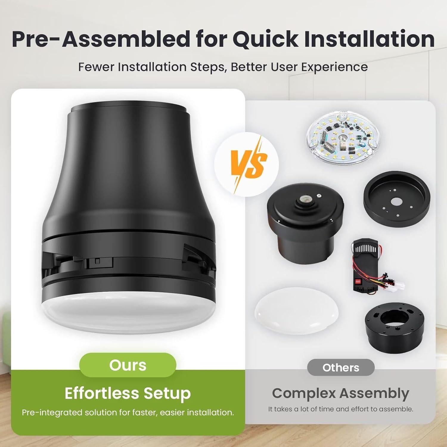 Ventilador de Techo Moderno Negro 106.68cm con Luz y Control Remoto