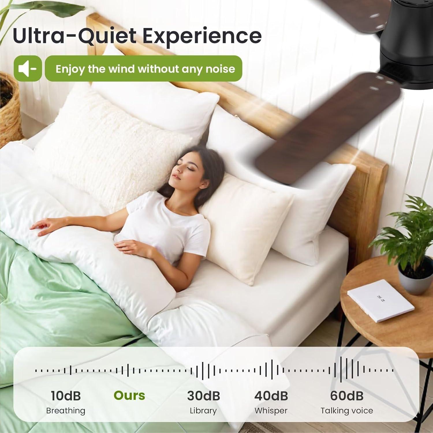 Ventilador de Techo Moderno Negro 106.68cm con Luz y Control Remoto