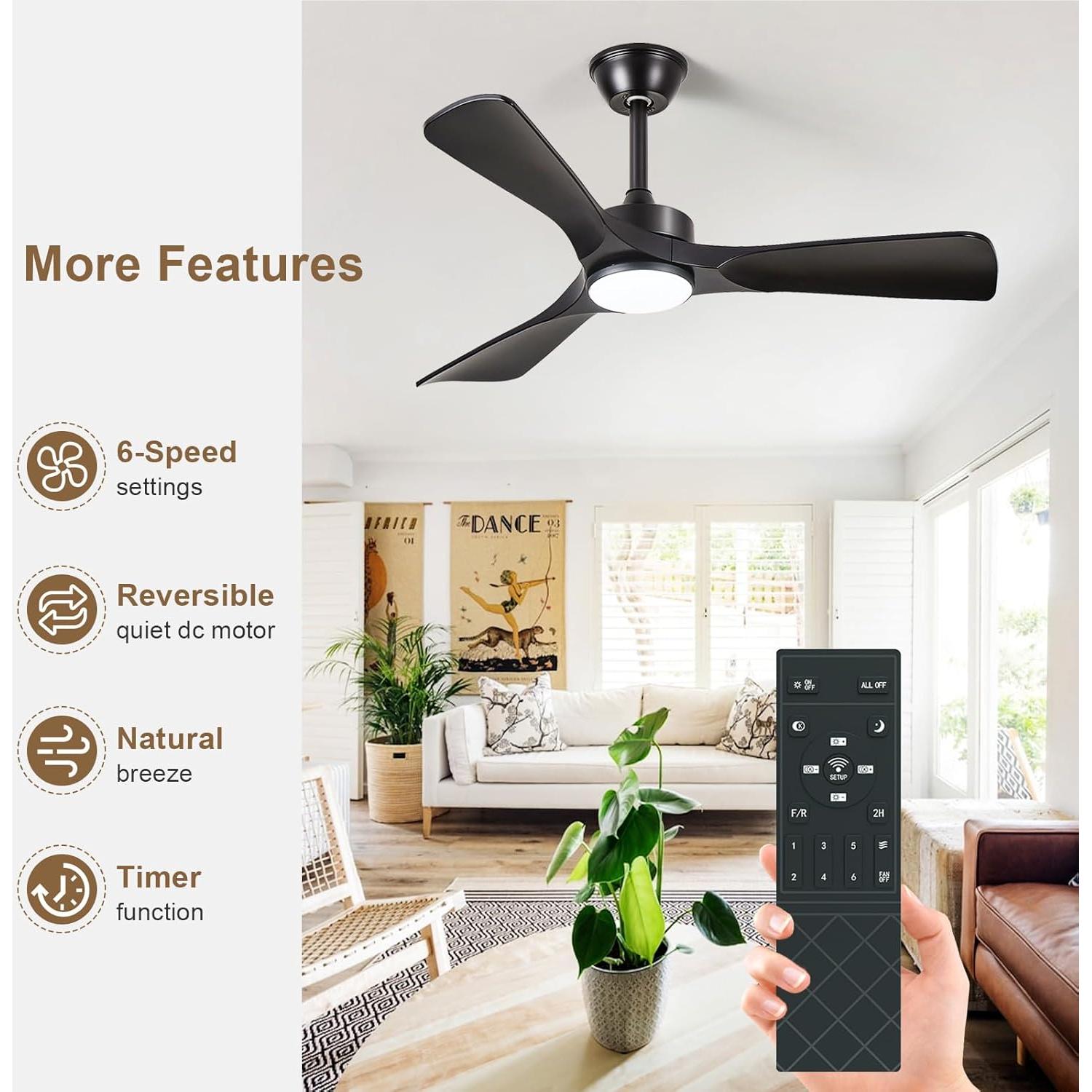 Ventilador de Techo BvenuBigLite 106.68 cm con Luz y Control Remoto
