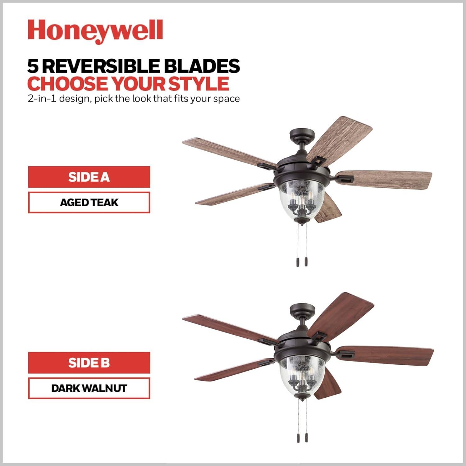 Ventilador de Techo Honeywell Glencrest 52" LED Bronce