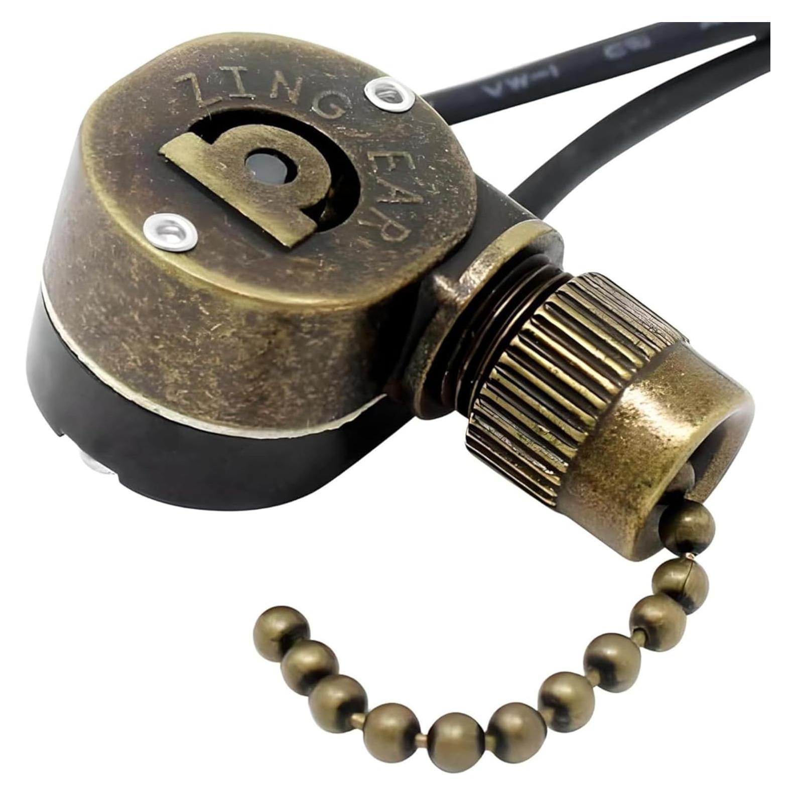 Interruptor de Luz de Cadena de Tirar 2 Hilos Bronce CeilingFanSwitch