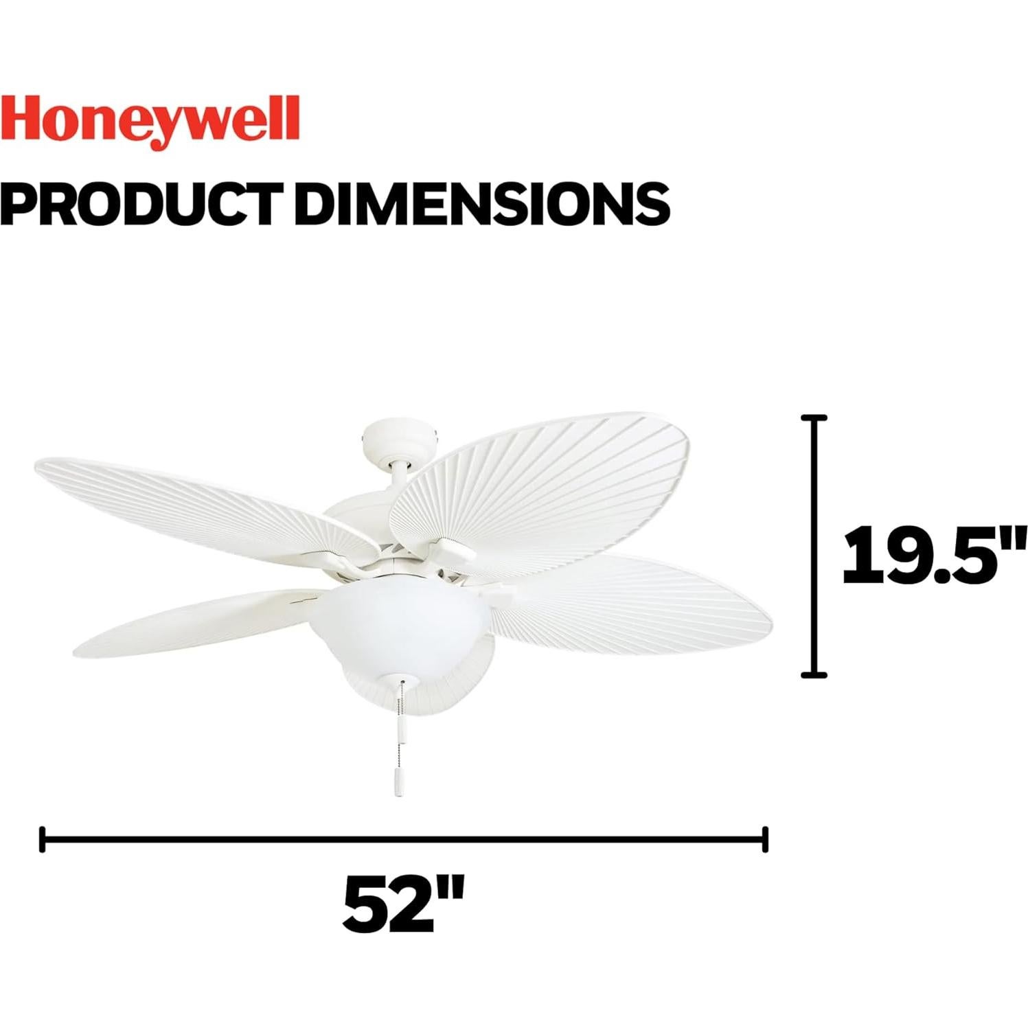 Ventilador de Techo Honeywell Palm Island 132 cm con Luz LED