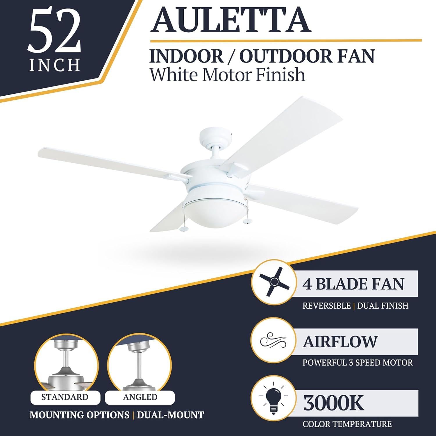 Ventilador de Techo Prominence Home Auletta 132 cm Blanco LED