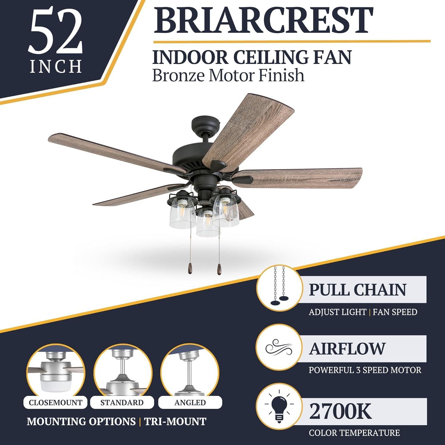 Ventilador de Techo Prominence Home Briarcrest 52" Bronce LED
