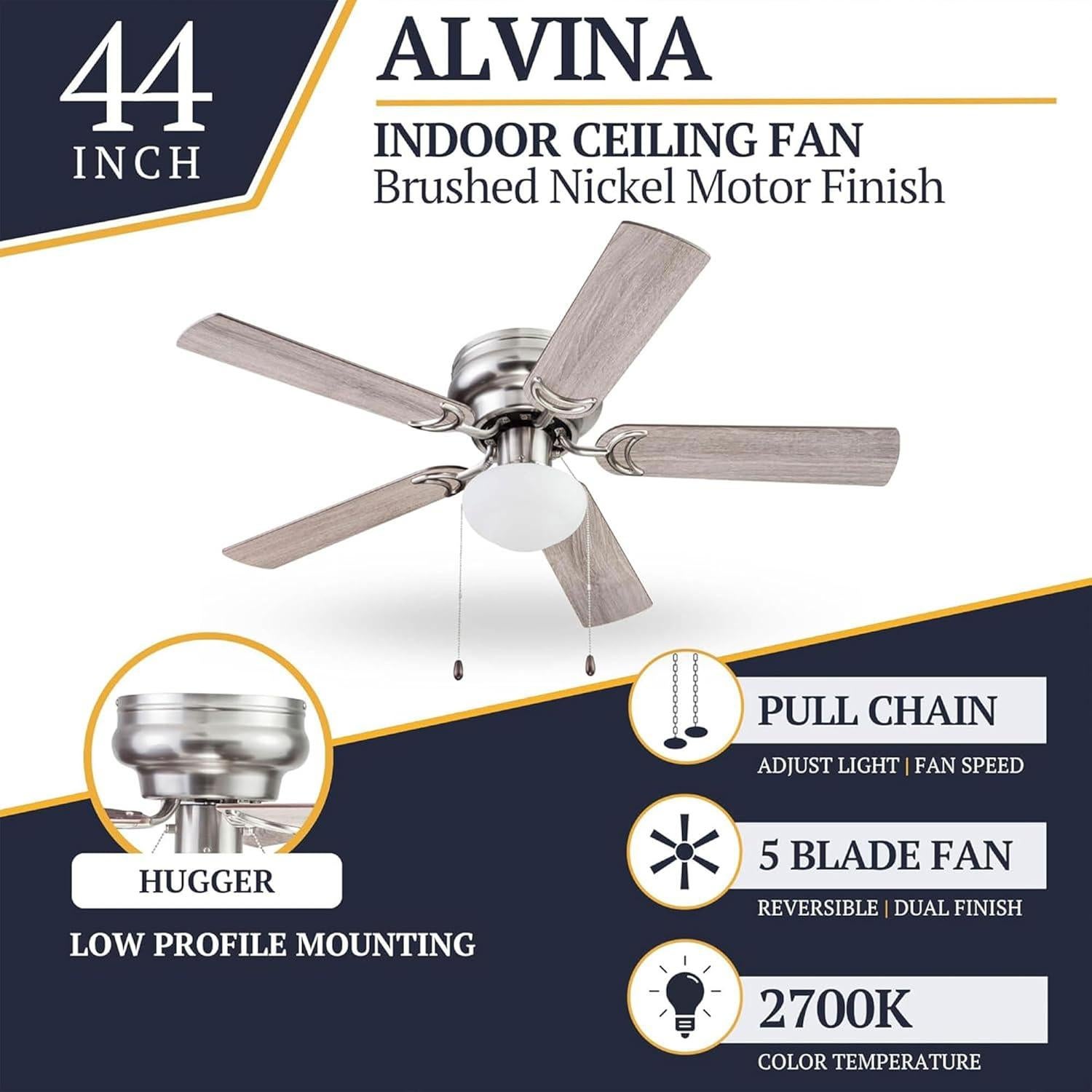 Ventilador de Techo Prominence Home Alvina 44" con Luz LED