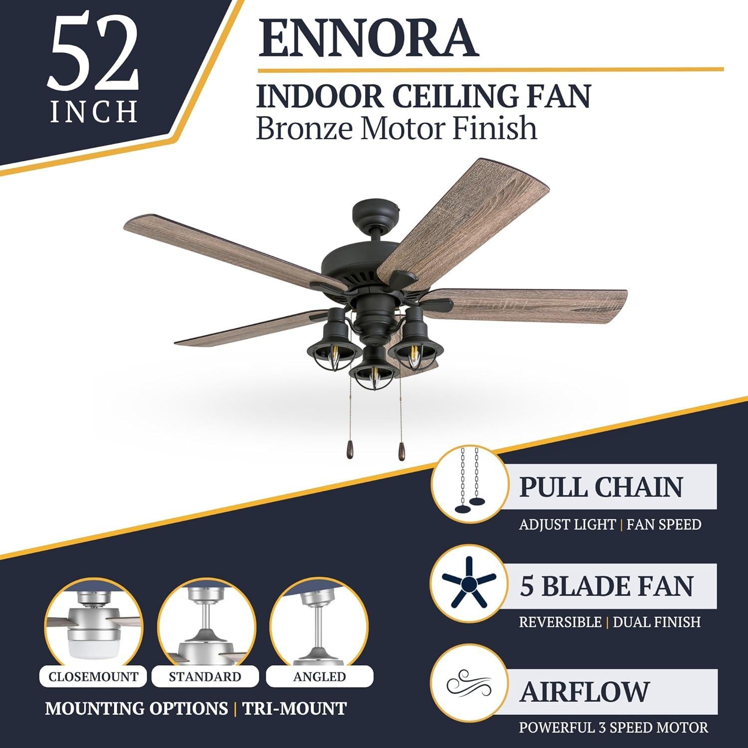 Ventilador de Techo Prominence Home Ennora 132 cm Bronce LED