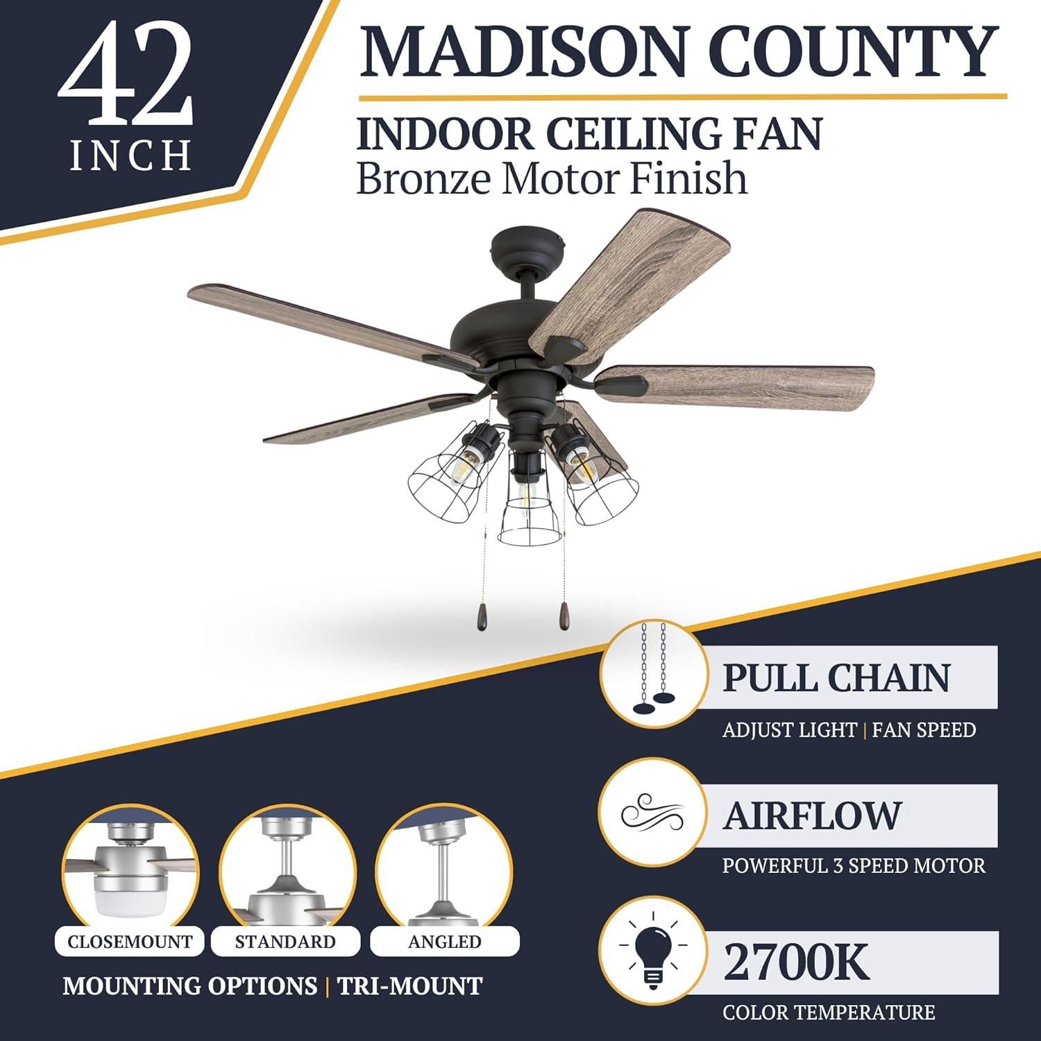 Ventilador de Techo Prominence Home Madison County 42" Bronce