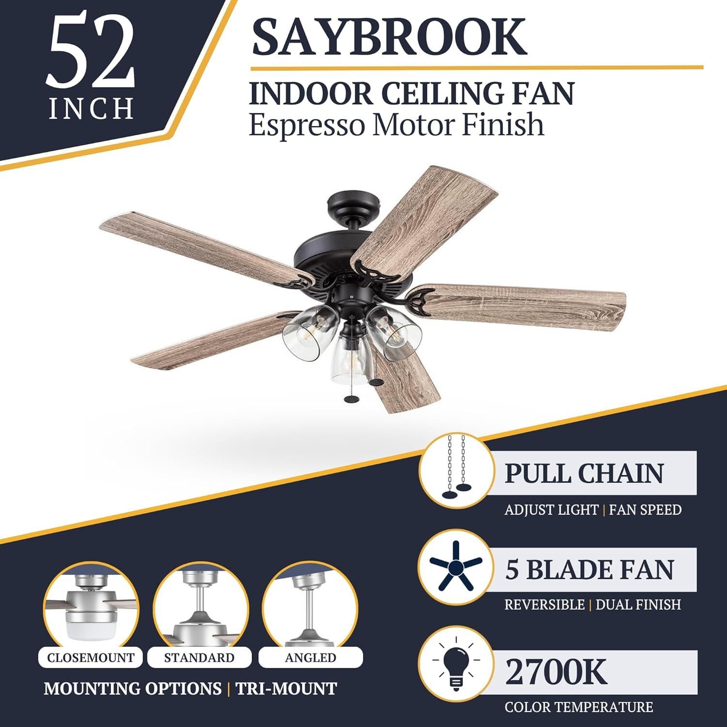 Ventilador de Techo LED Prominence Home Saybrook 132 cm Bronce