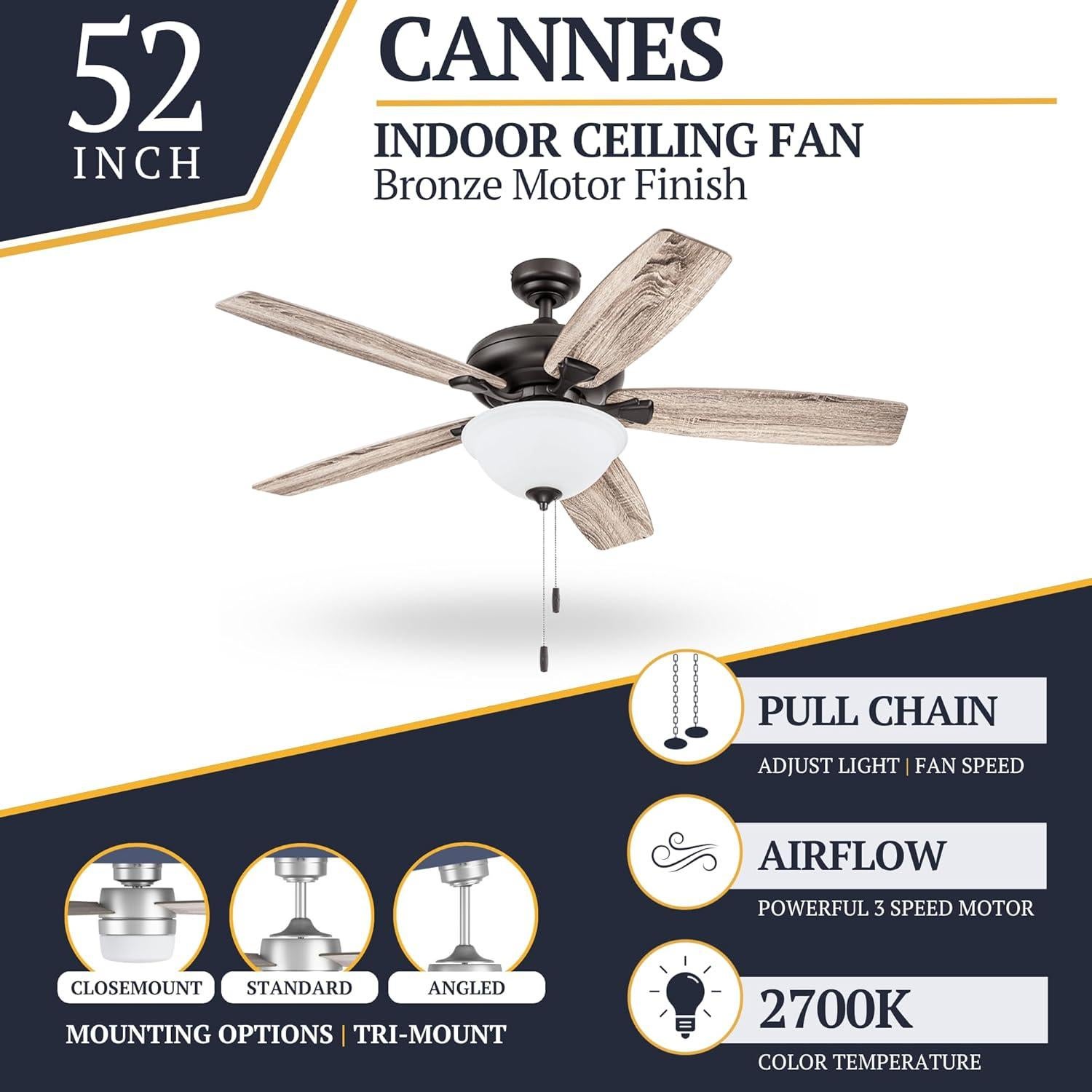 Ventilador de Techo LED Prominence Home Cannes 52" Bronce