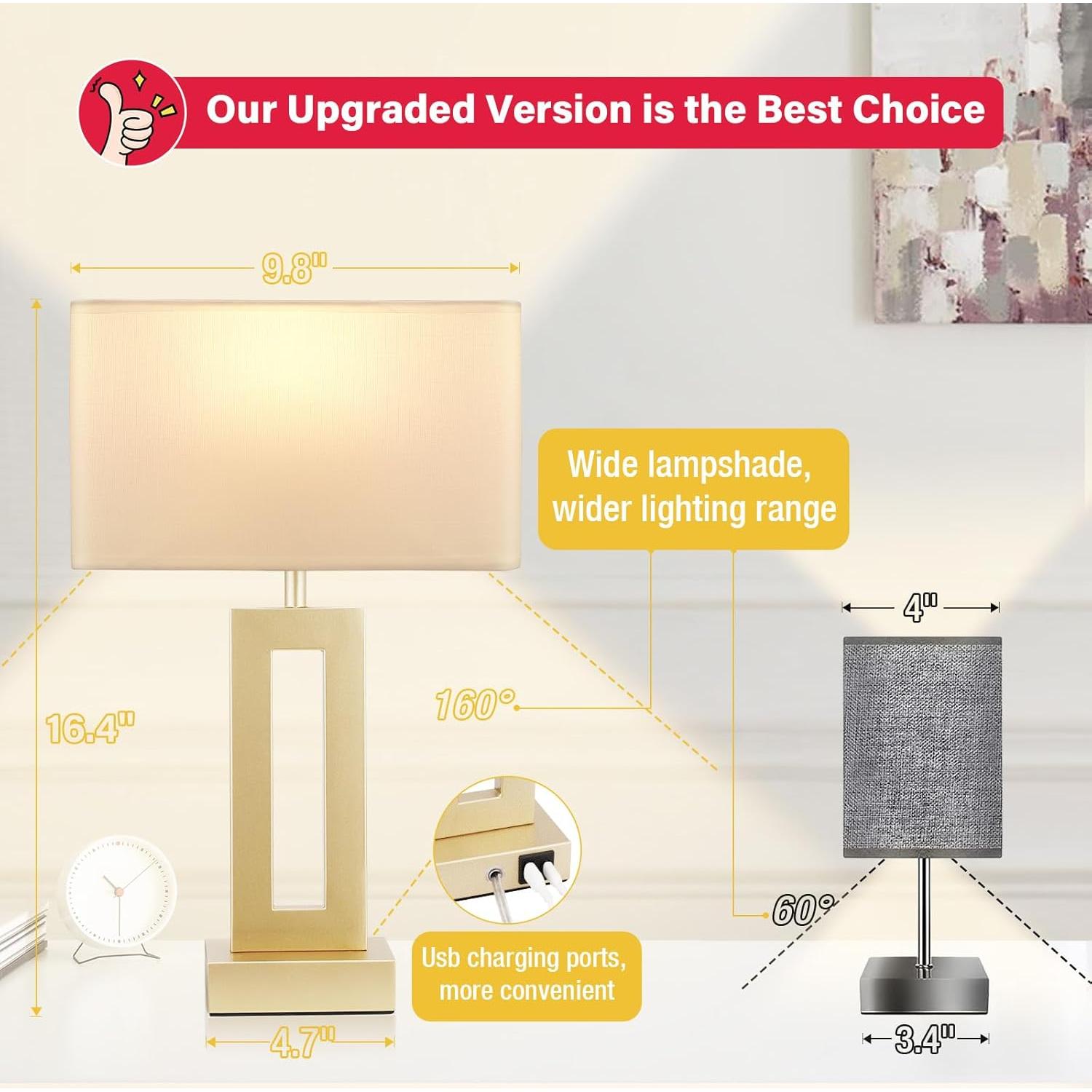 Juego de 2 Lámparas de Mesa Táctiles Seealle Doradas 49.8 cm