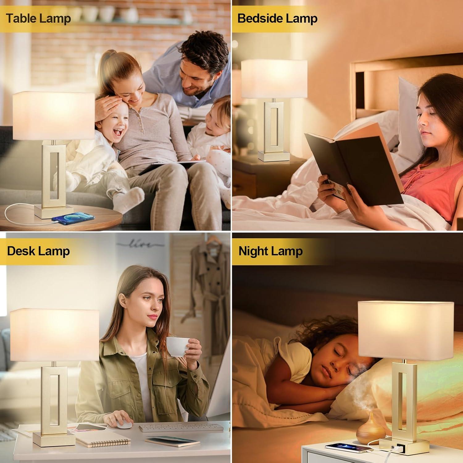 Juego de 2 Lámparas de Mesa Táctiles Seealle Doradas 49.8 cm