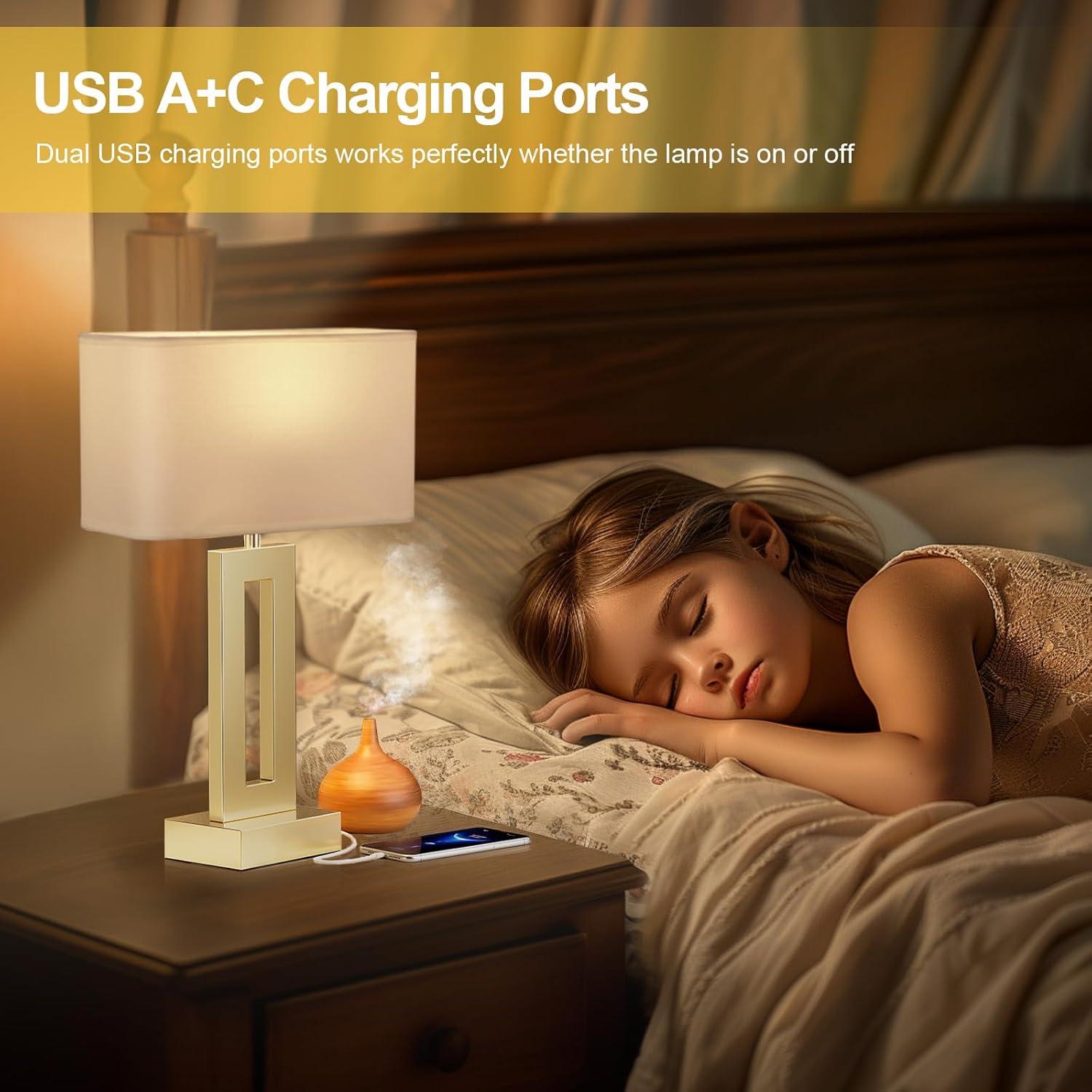 Juego de 2 Lámparas de Mesa Táctiles Seealle Doradas 49.8 cm