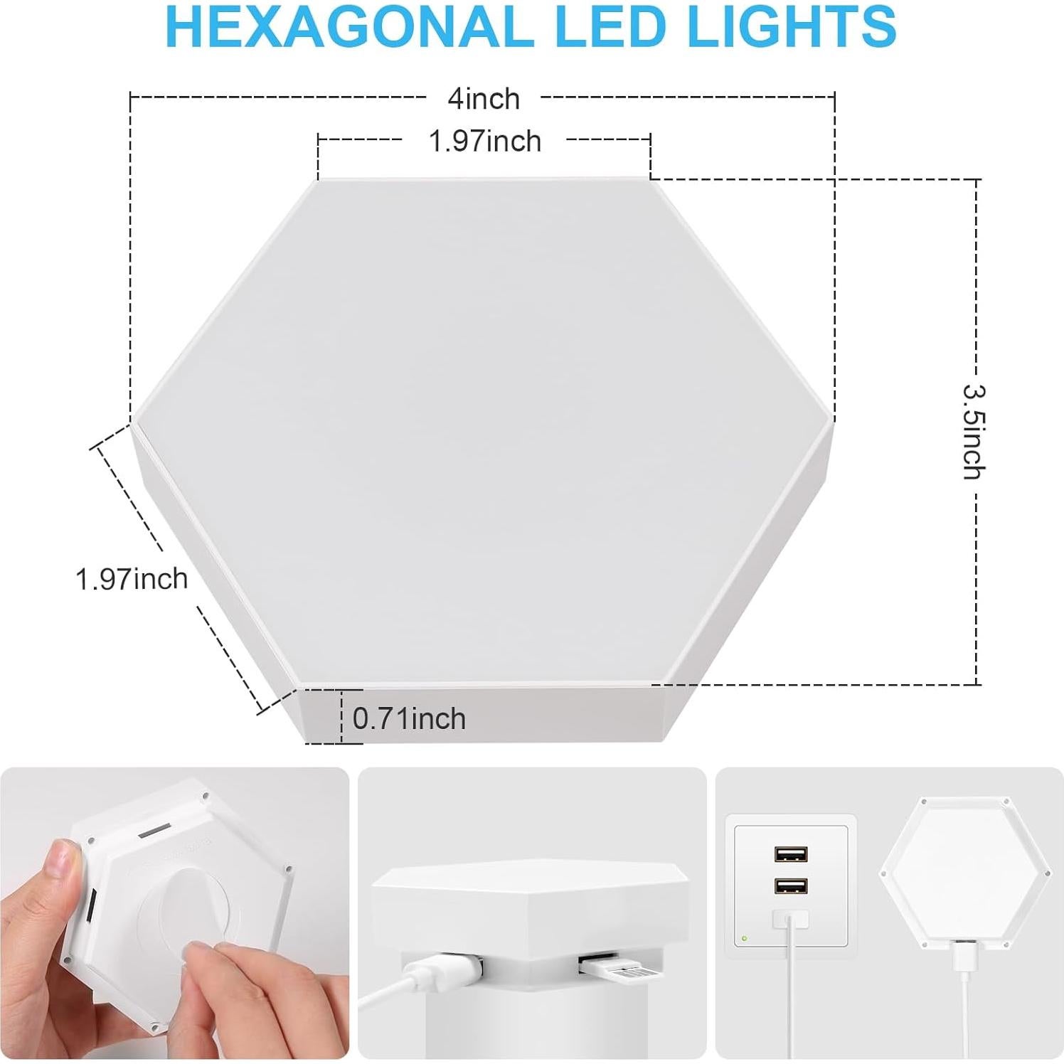 Luz LED Hexagonal Modular Tehoi Táctil Blanca 6 Pcs