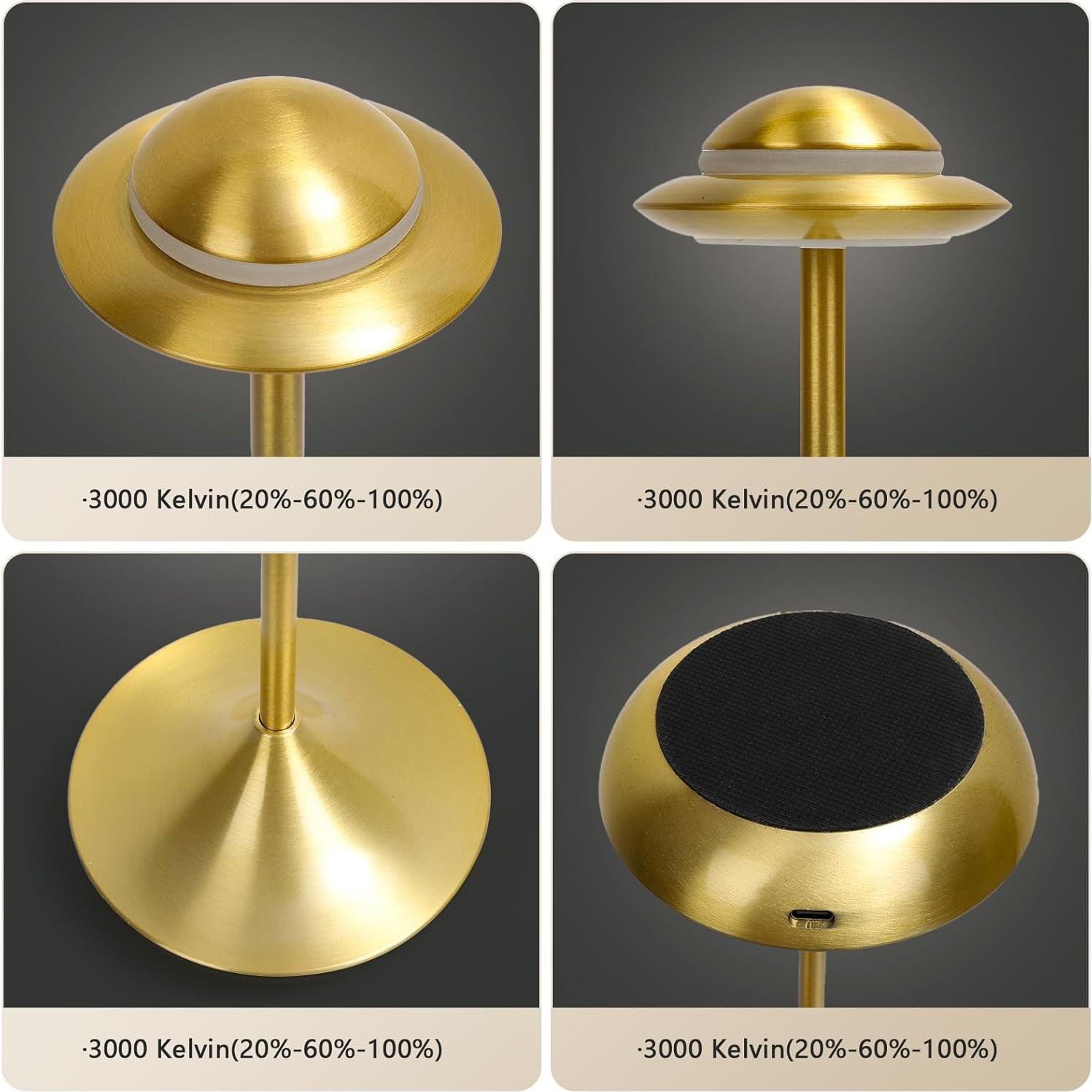 Lámpara de Mesa LED Inalámbrica Baishezhuan Dorada 3 Niveles