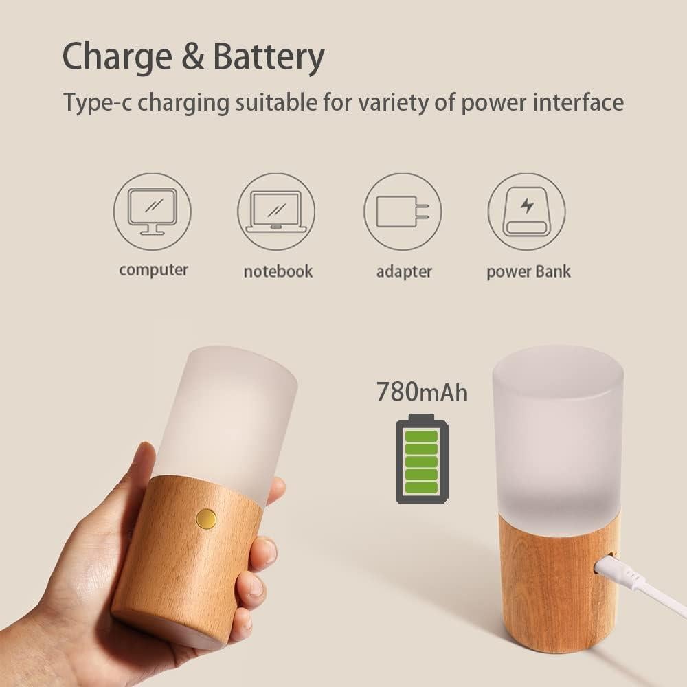 Lámpara Táctil LED Acrílico Haya 7 Colores RGB Luz Nocturna