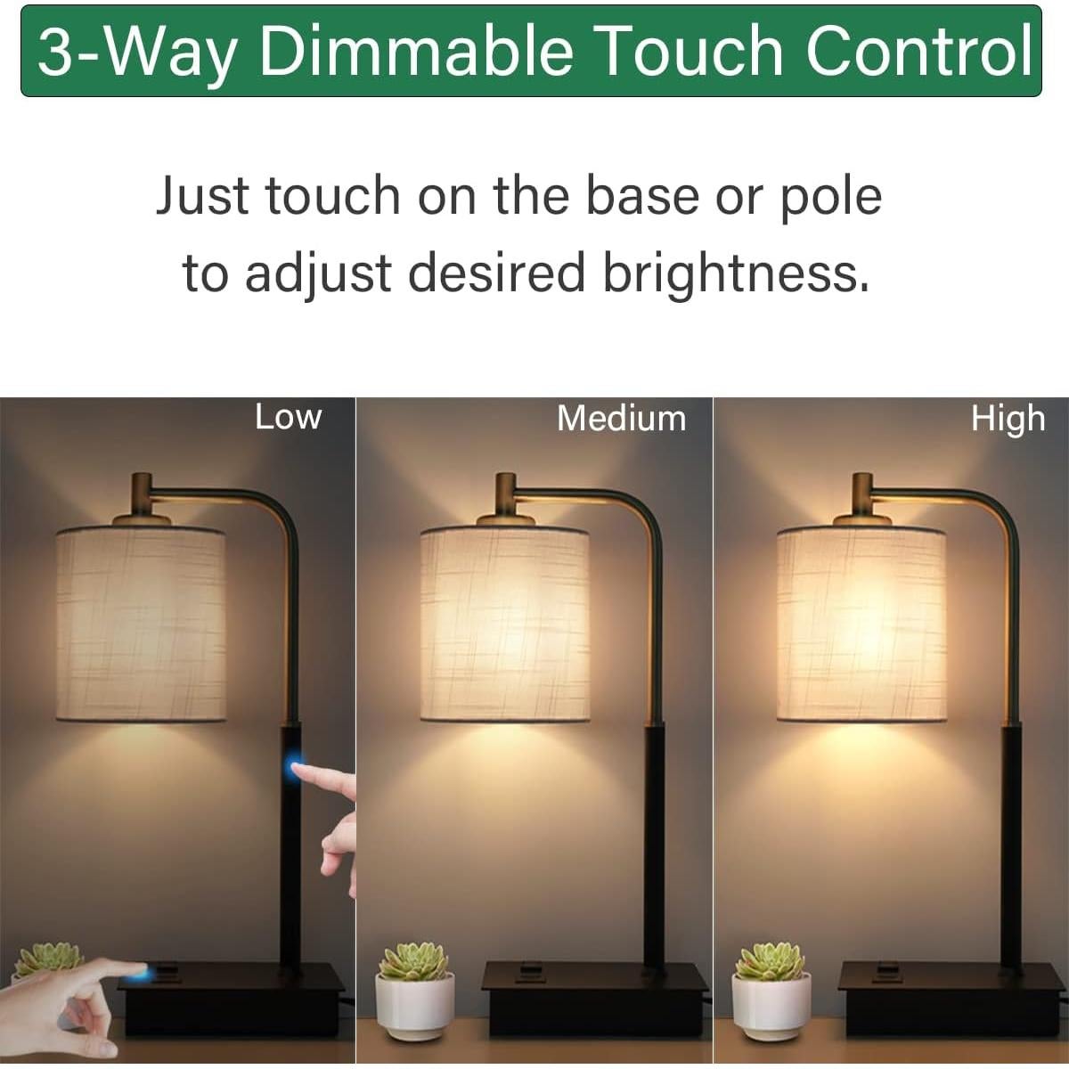 Lámpara de Mesa Táctil Mafeiyan con USB y 3 Niveles de Brillo