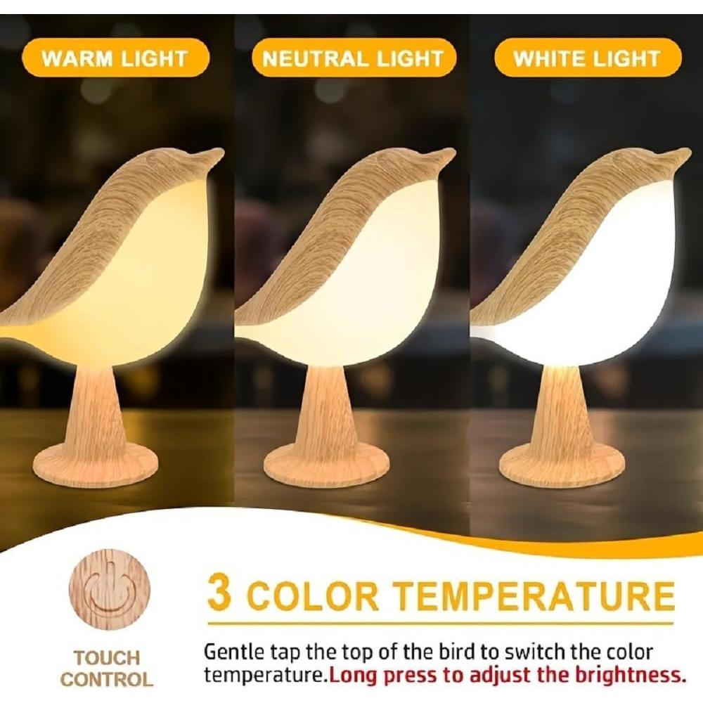 Lámpara de Mesa Recargable Deogos Bird - Luz Nocturna Táctil