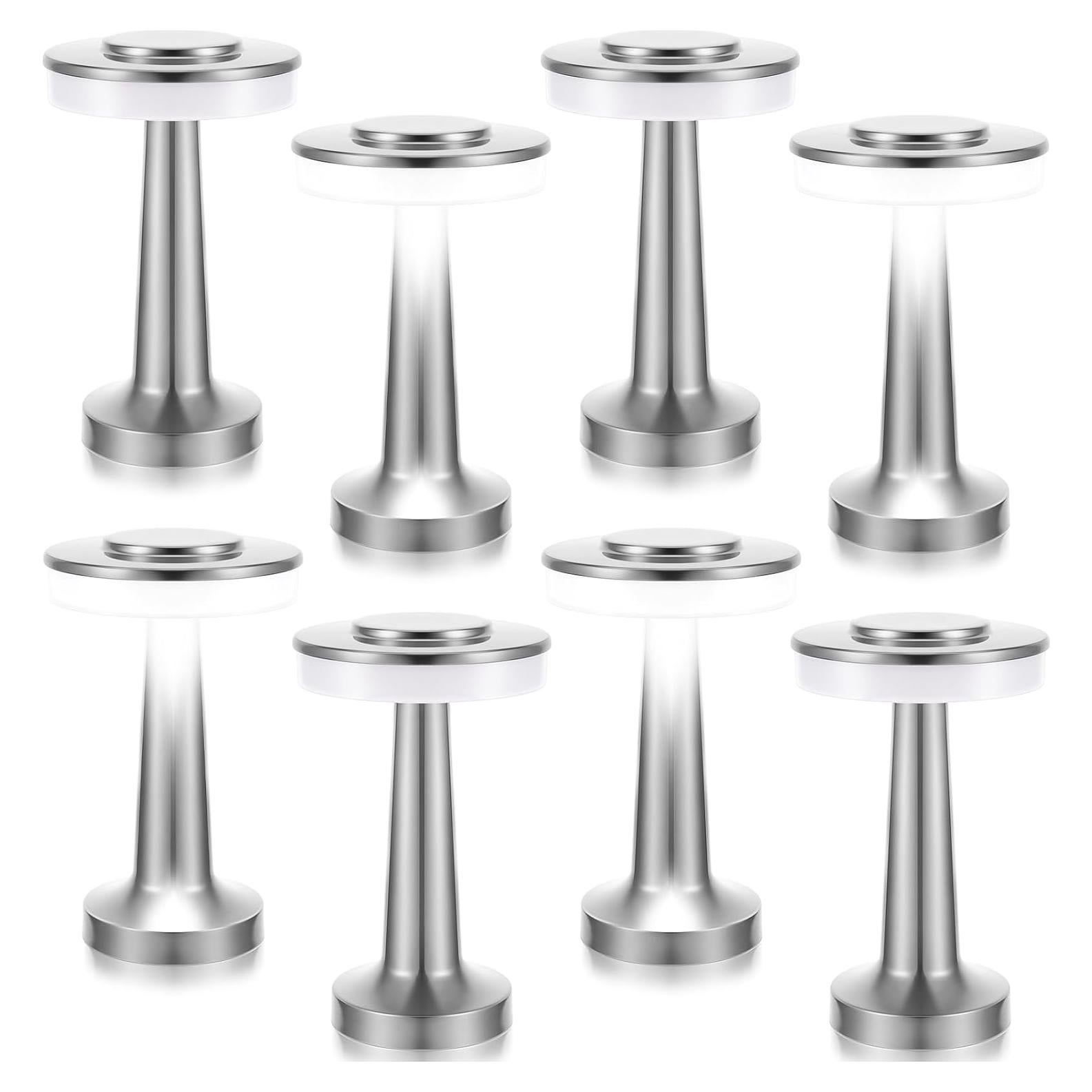 Lámparas de Mesa LED Portátiles VIHOSE 8 Pcs Plata 15 Horas