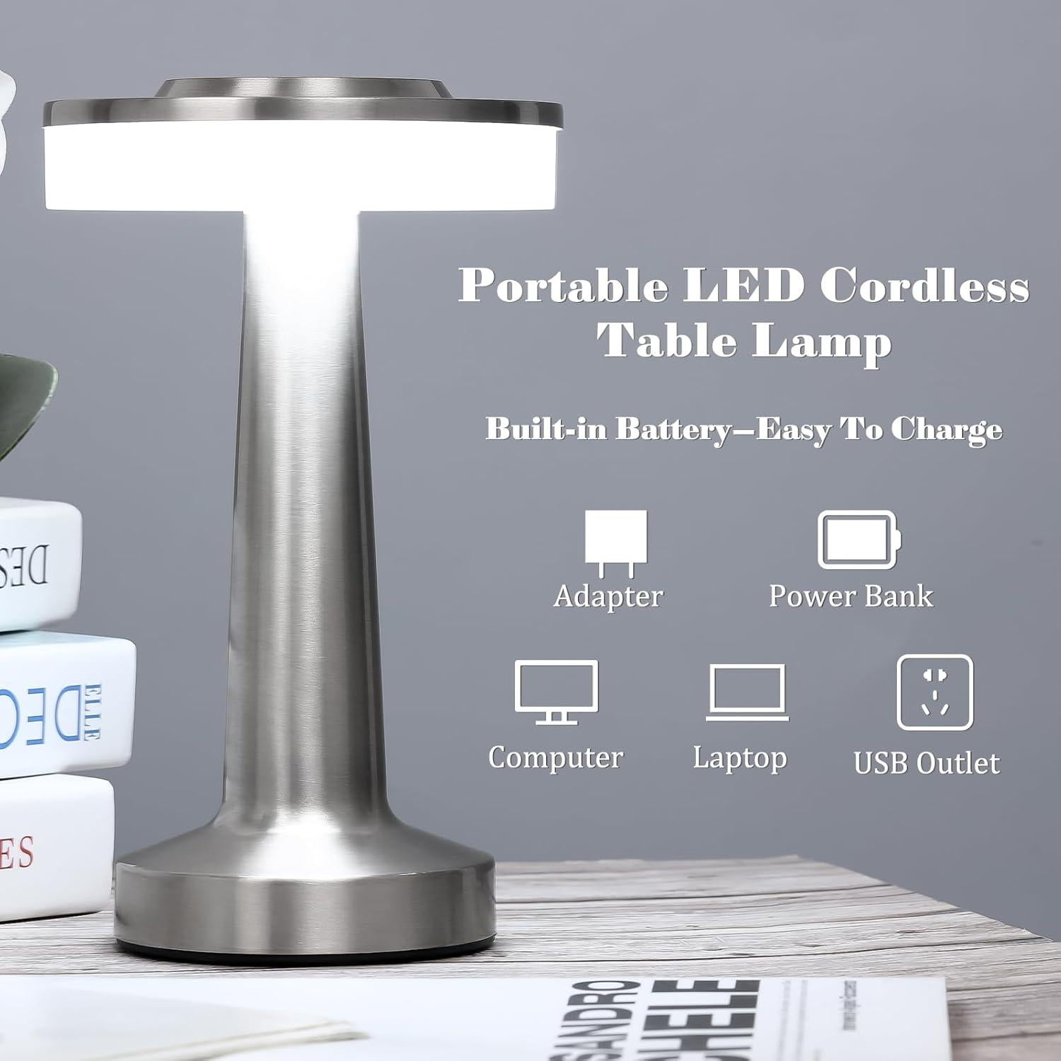 Lámparas de Mesa LED Portátiles VIHOSE 8 Pcs Plata 15 Horas