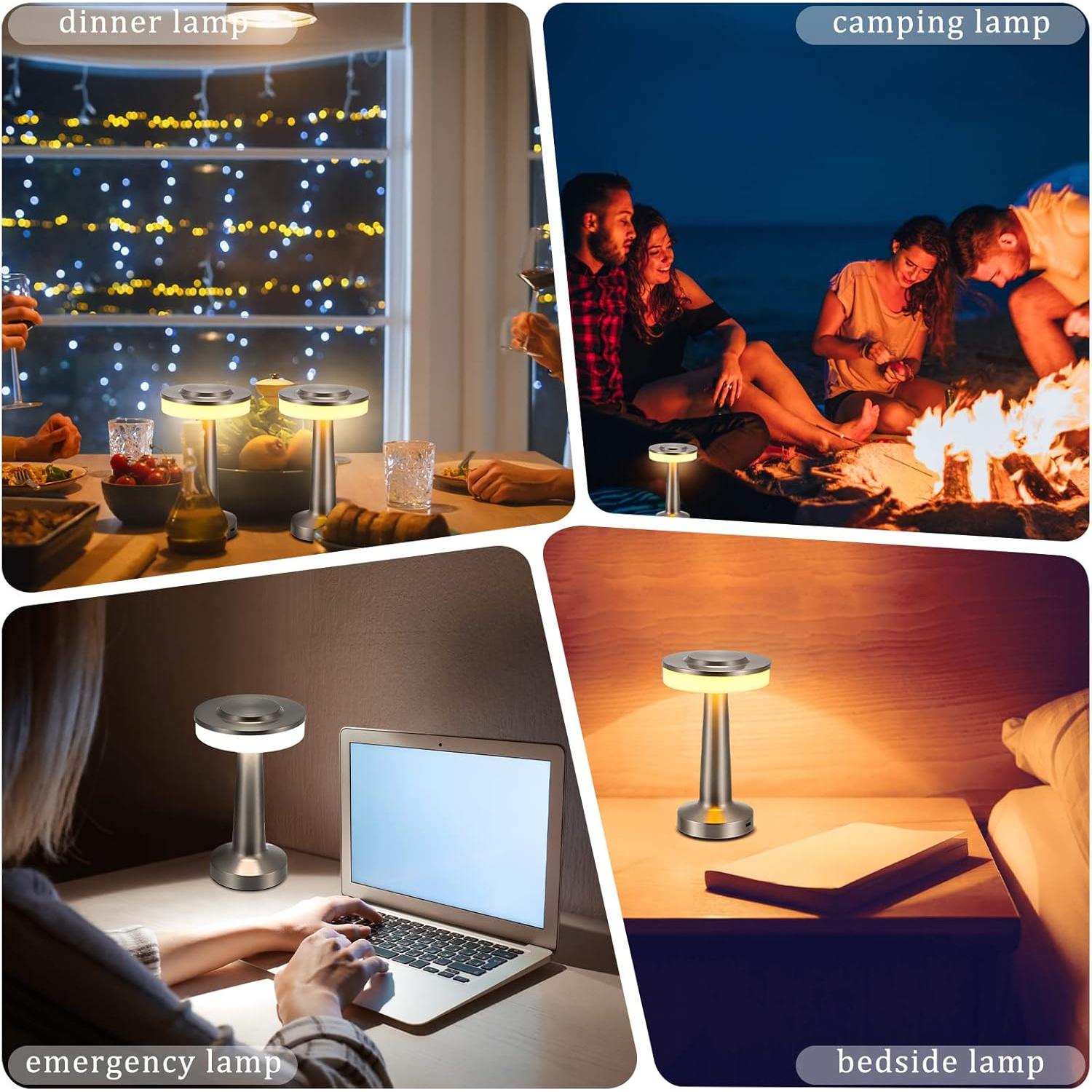 Lámparas de Mesa LED Portátiles VIHOSE 8 Pcs Plata 15 Horas