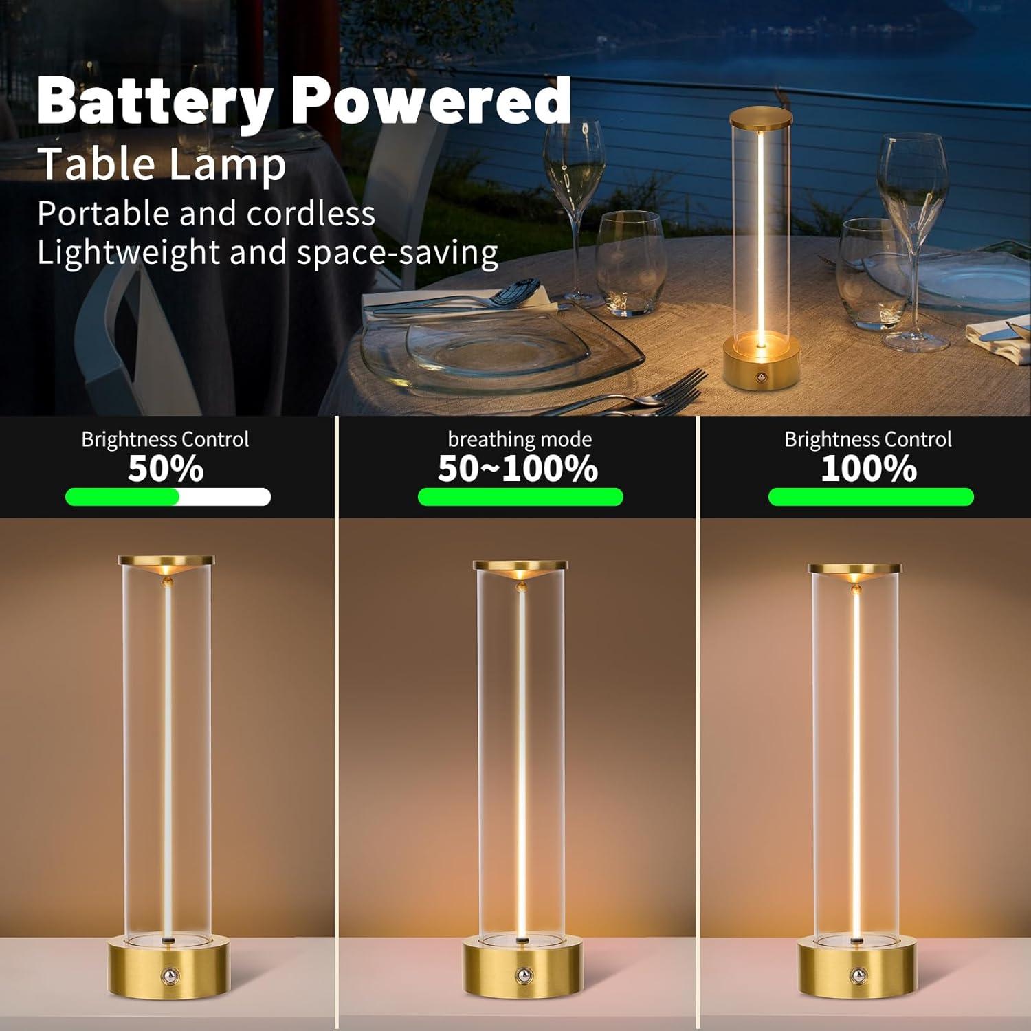 Lámpara de Mesa LED Inalámbrica MKIIACH Oro 2000mAh Táctil