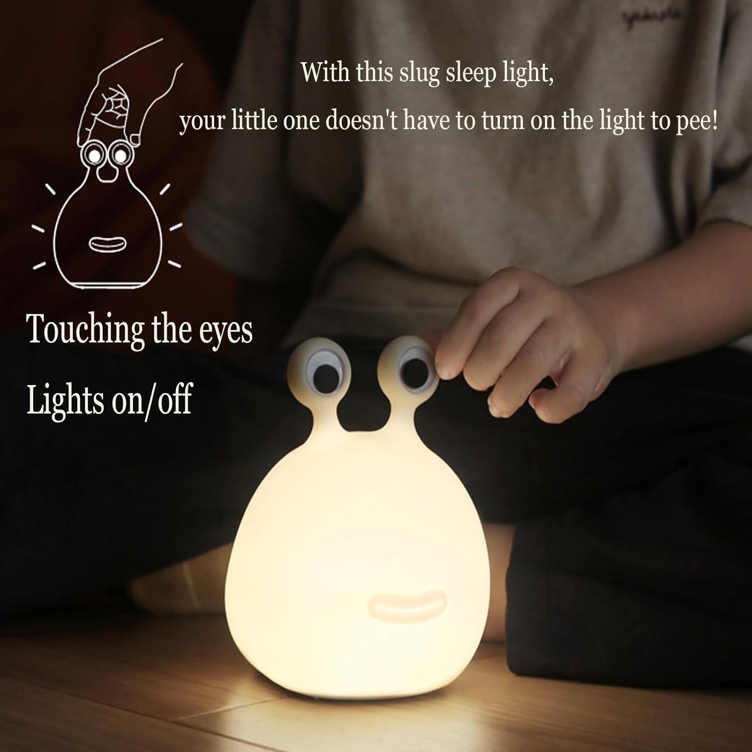 Luz Nocturna Caracol LED Táctil Recargable USB Silicona