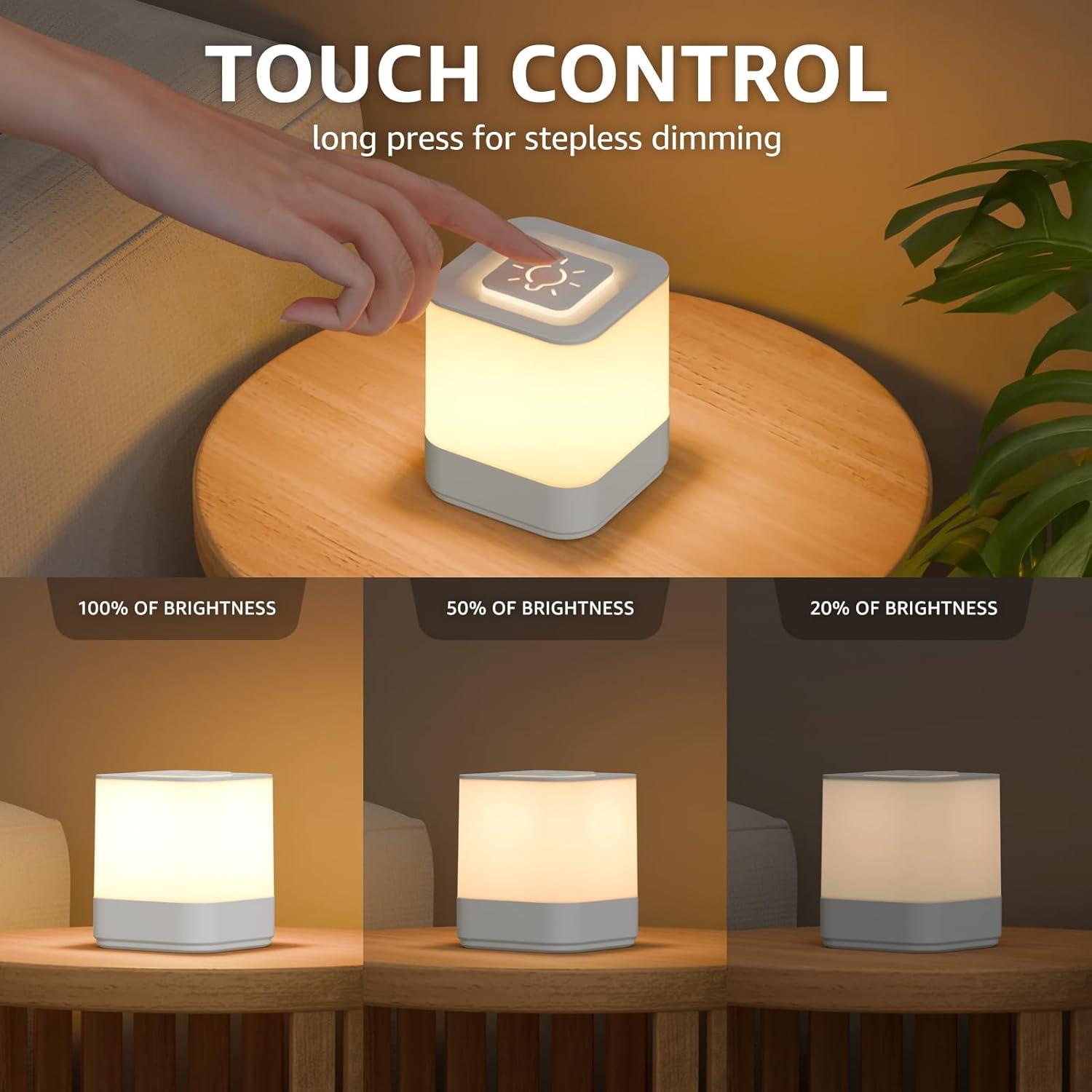 Lámpara de Noche Táctil LED uuffoo Blanco 3 Modos Regulable