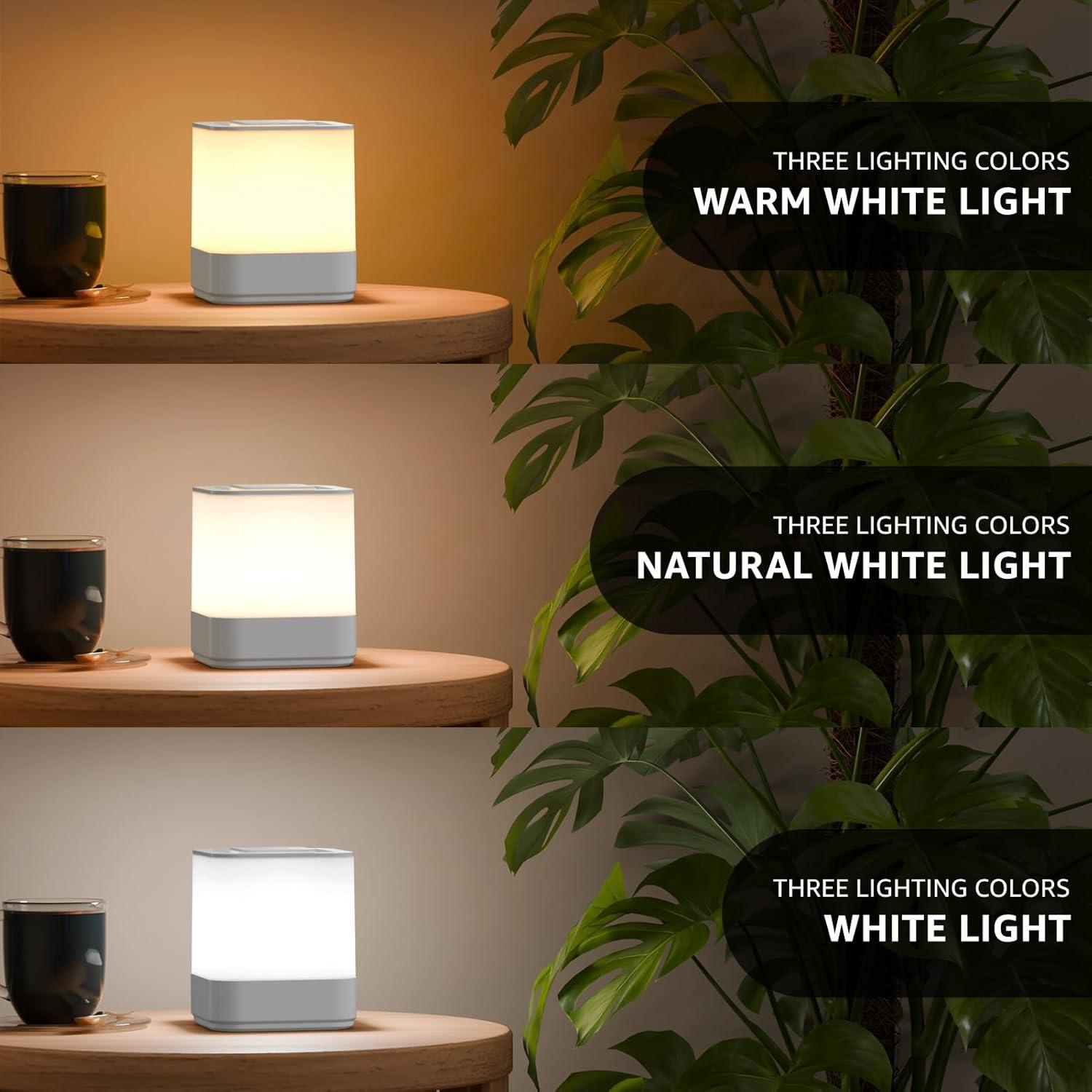 Lámpara de Noche Táctil LED uuffoo Blanco 3 Modos Regulable