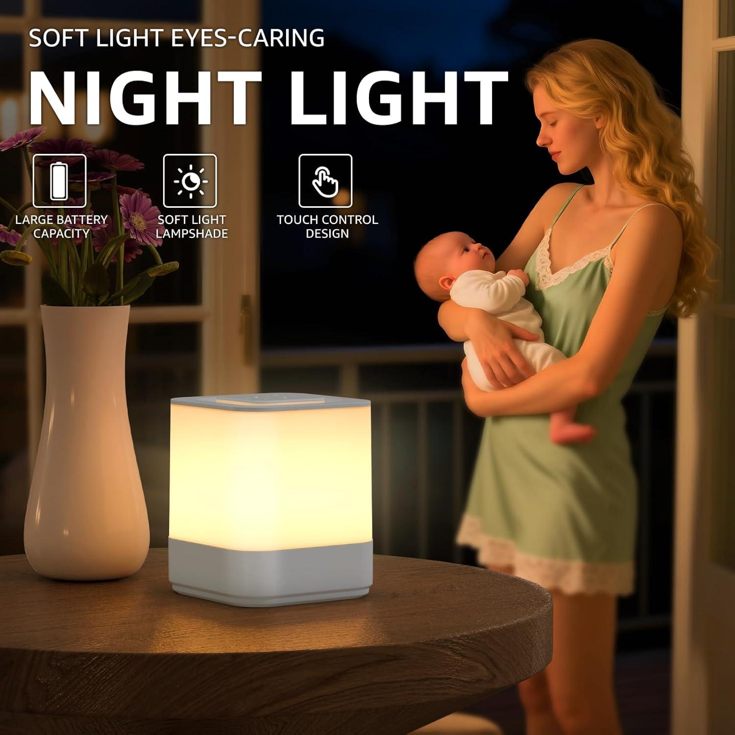 Lámpara de Noche Táctil LED uuffoo Blanco 3 Modos Regulable