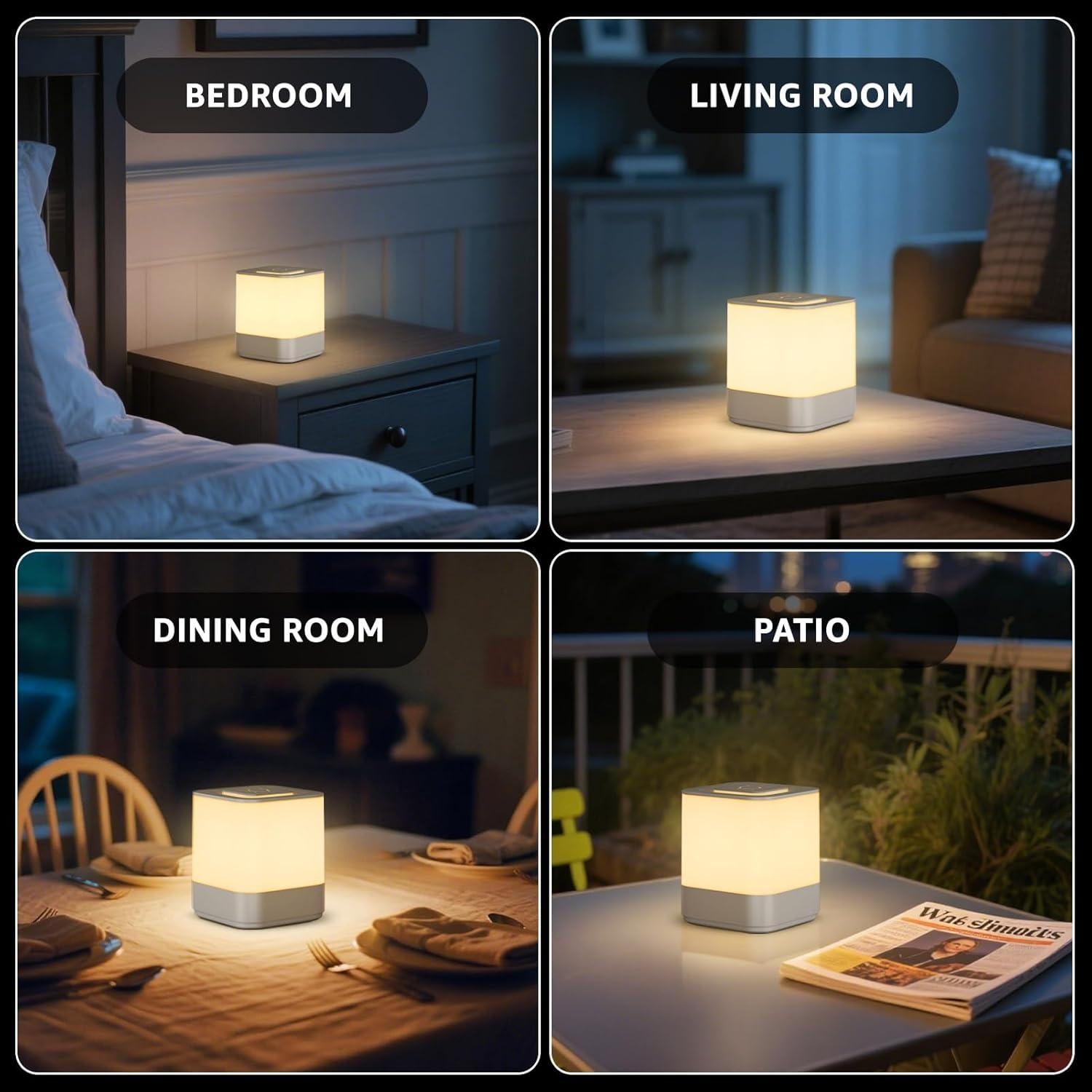 Lámpara de Noche Táctil LED uuffoo Blanco 3 Modos Regulable