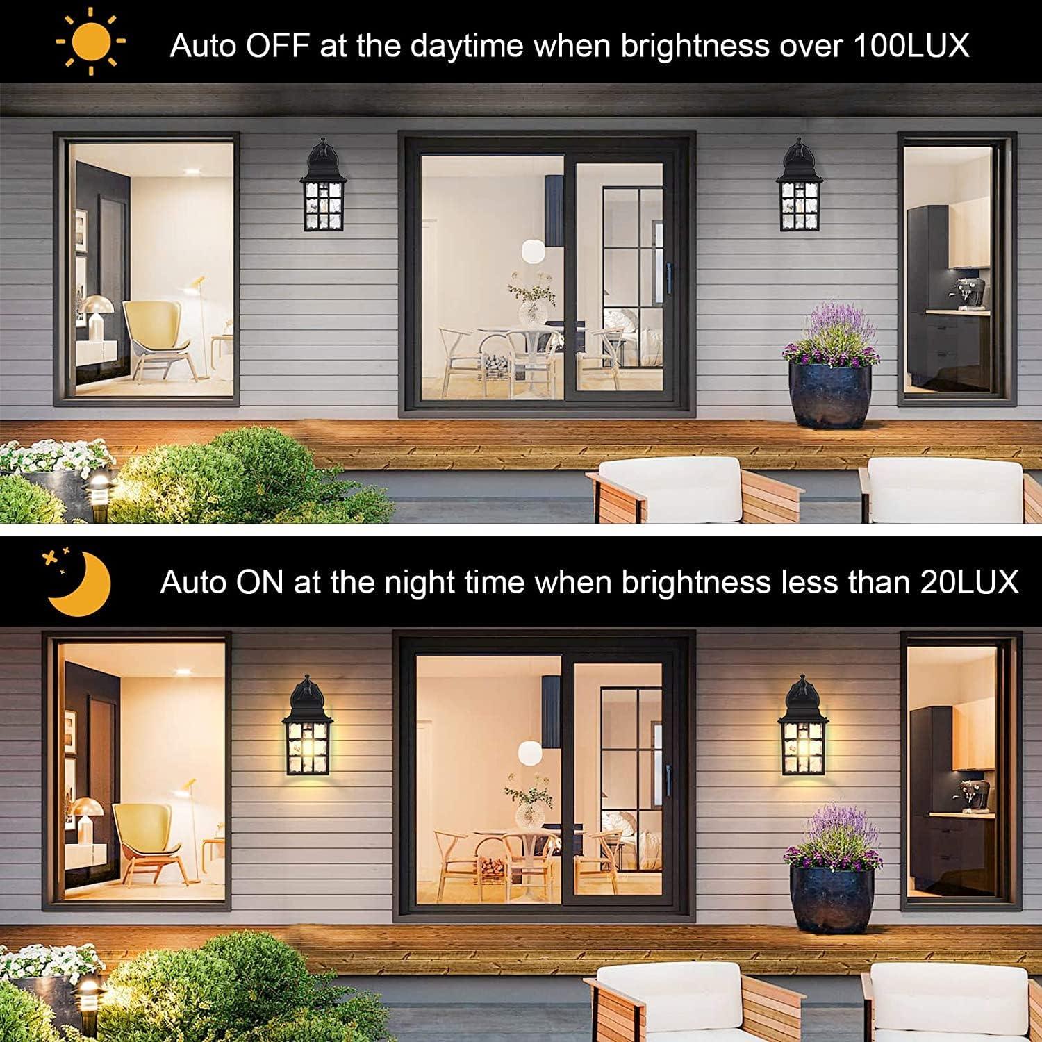 Luz de Pared Exterior WIHTU 2-Pack con Sensor Dusk a Dawn