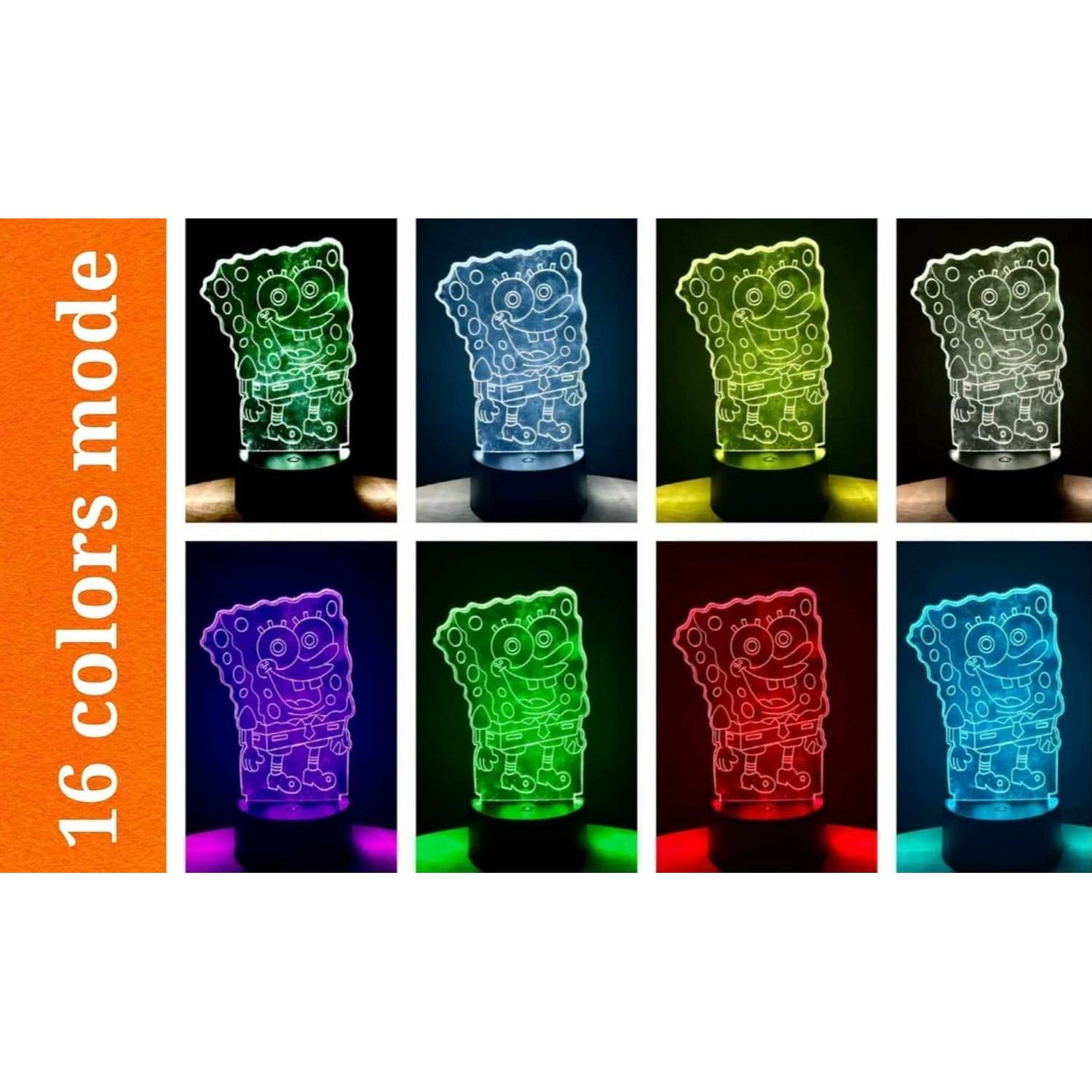 Lámpara Nocturna 3D Bob Esponja Zillion Craft USB Táctil