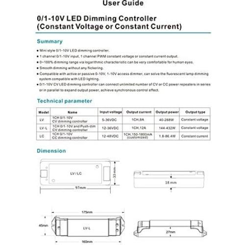 Controlador PWM 1 Canal 8A 0-10V FlyBoy2016 LED Regulable