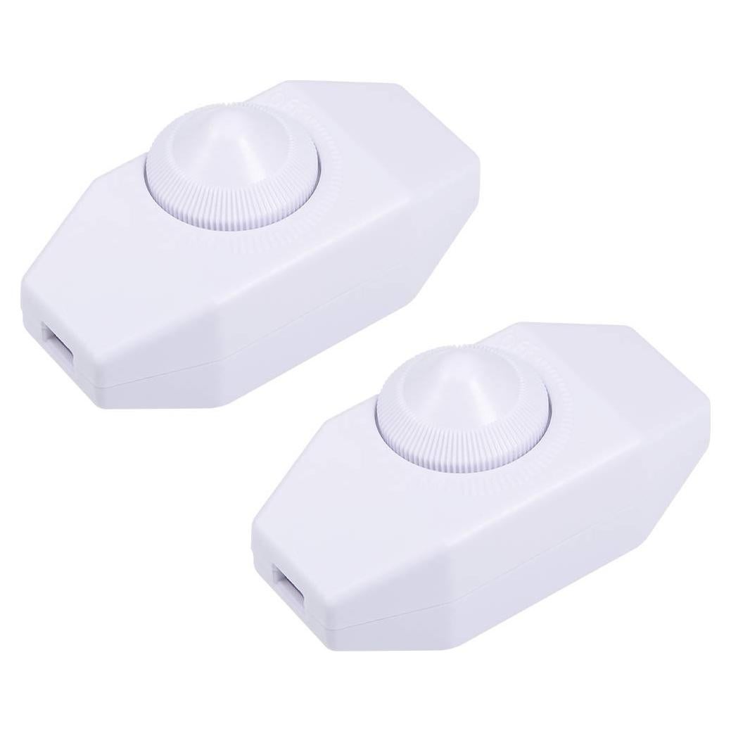 Interruptor de Cordón Rotativo uxcell AC 250V 2A 100W Blanco (Paquete de 2)