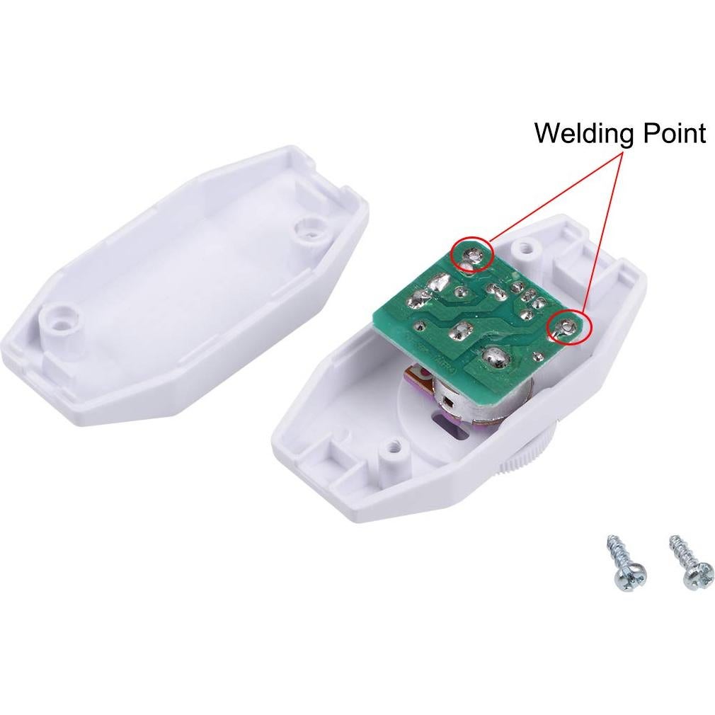 Interruptor de Cordón Rotativo uxcell AC 250V 2A 100W Blanco (Paquete de 2)
