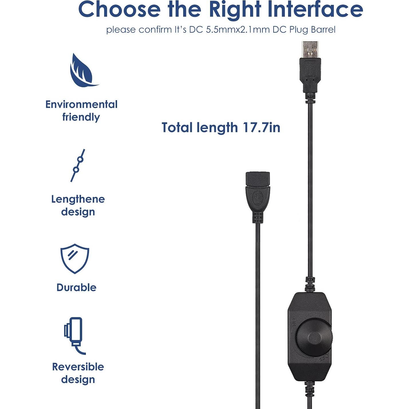 Interruptor Regulador LED Onite 2PCS USB 1m Ajustable