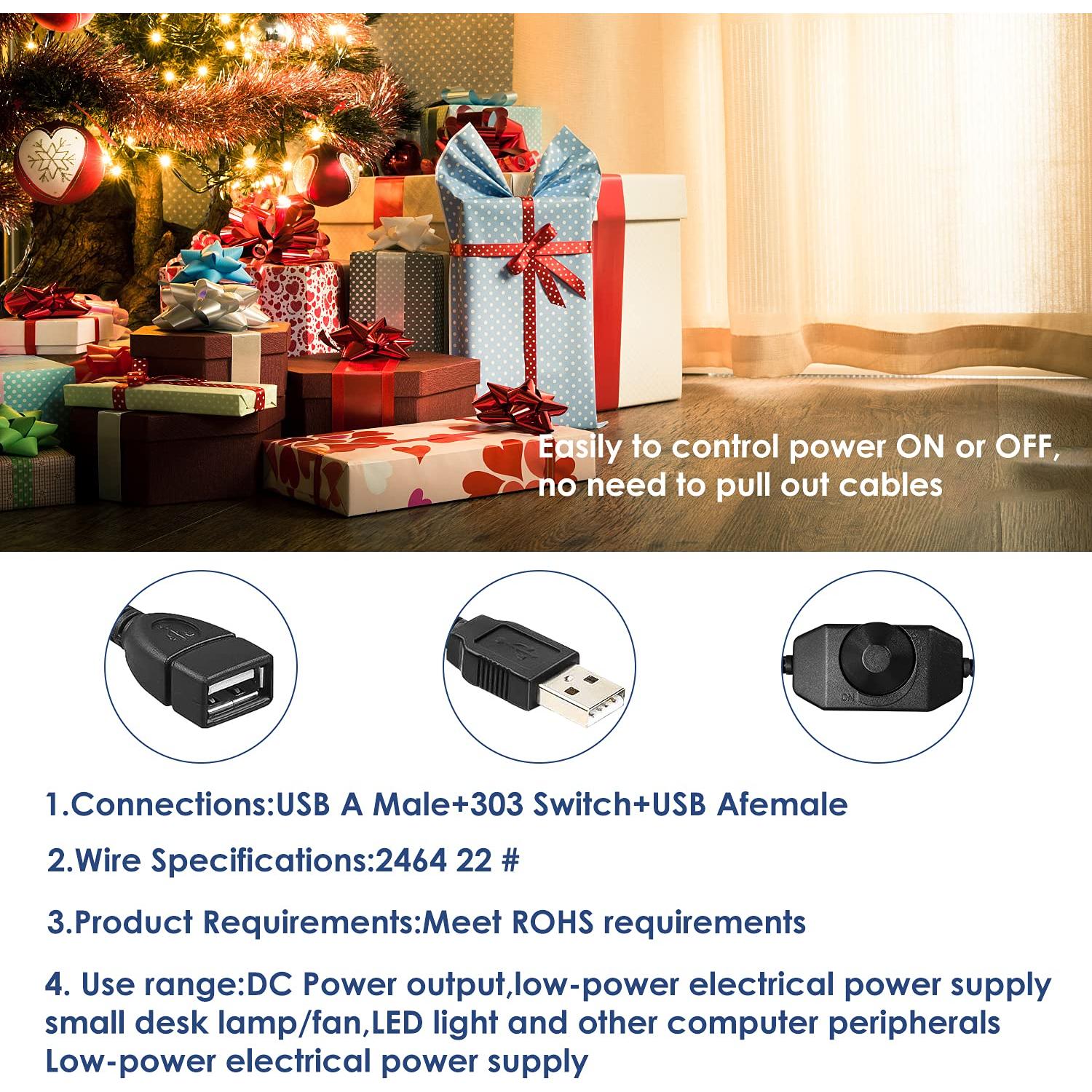 Interruptor Regulador LED Onite 2PCS USB 1m Ajustable