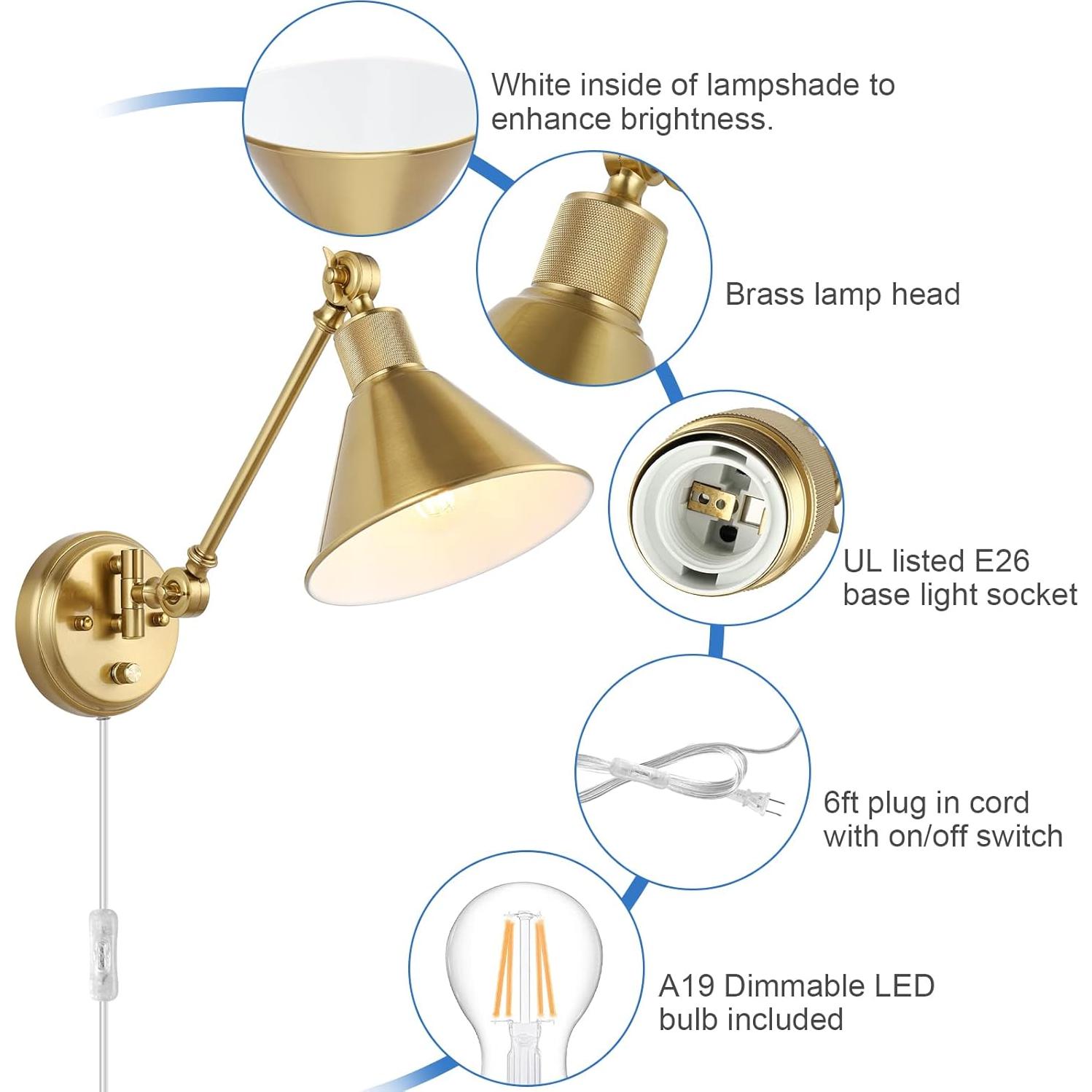 Aplique de pared TRLIFE set de 2 con bombillas LED regulables